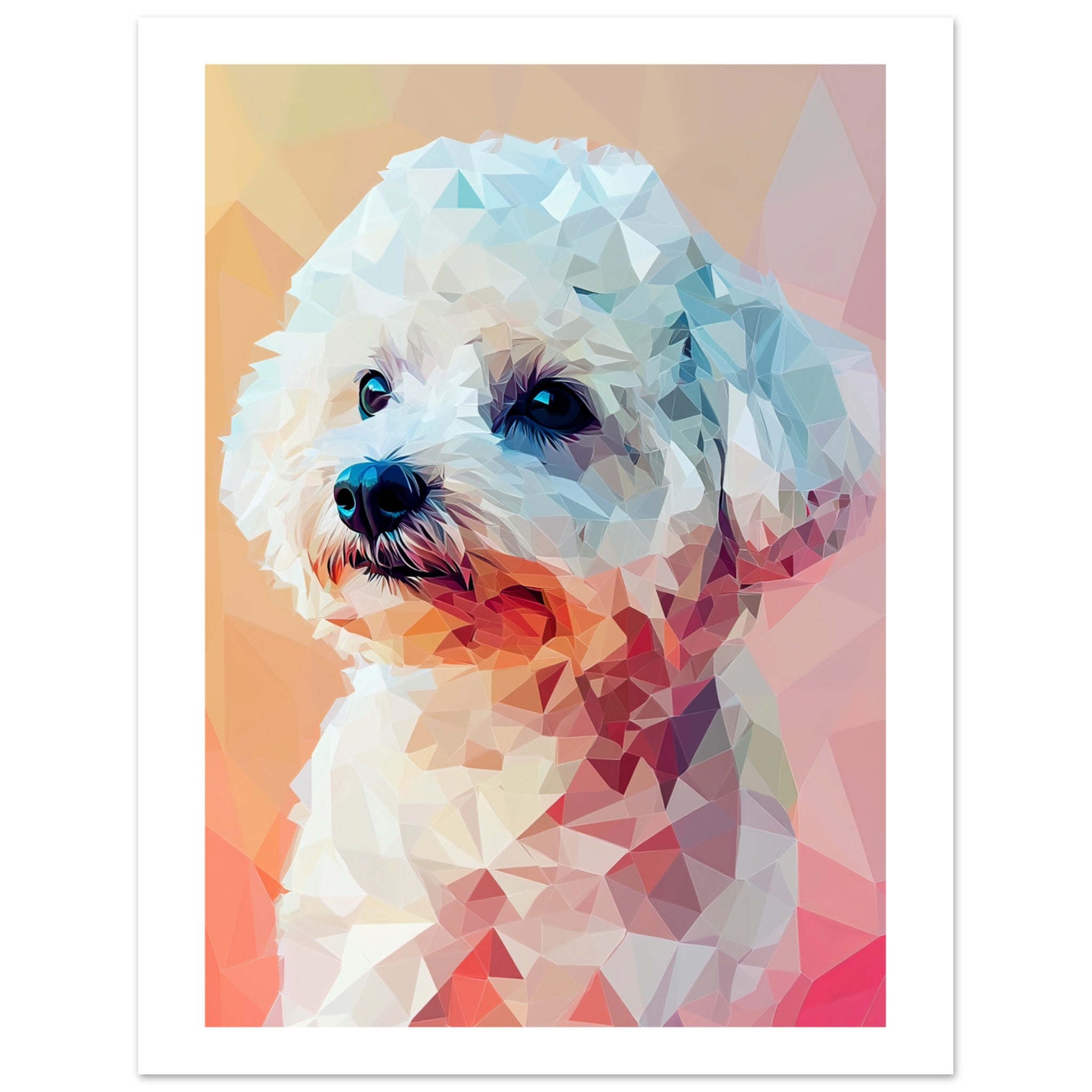 Bichon Frise Dog Illustrated with Colorful Triangles