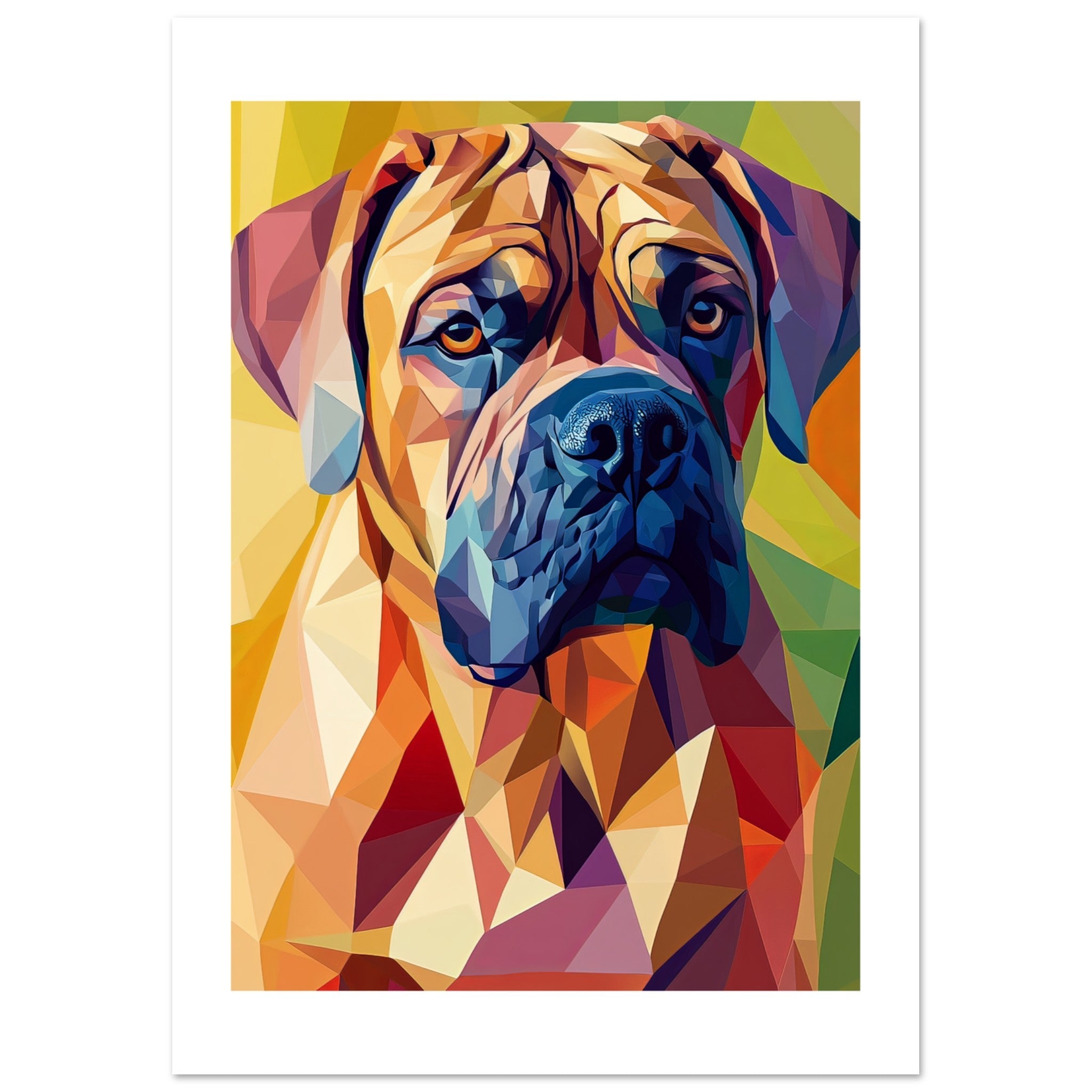 Boerboel Dog Illustrated with Colorful Triangles