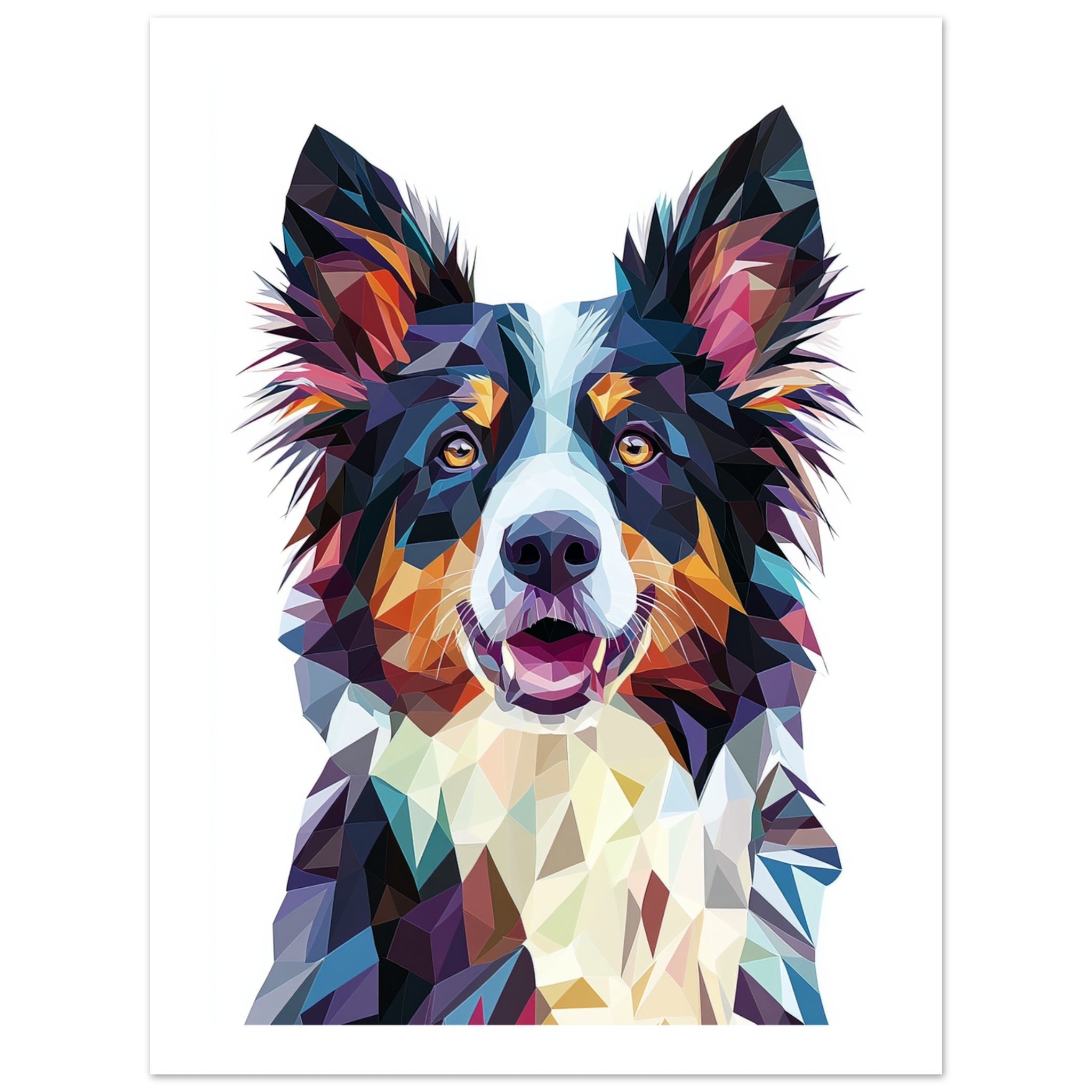 Border Collie Dog Illustrated with Colorful Triangles 1