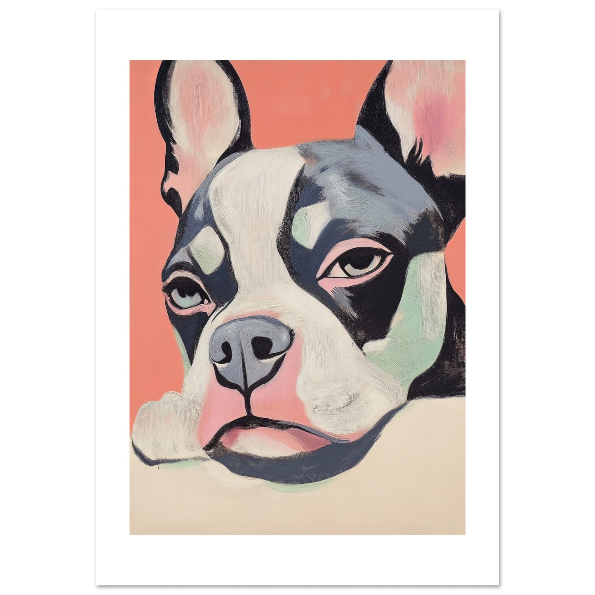 Boston Terrier Dog Relaxing Pastel Colored 1