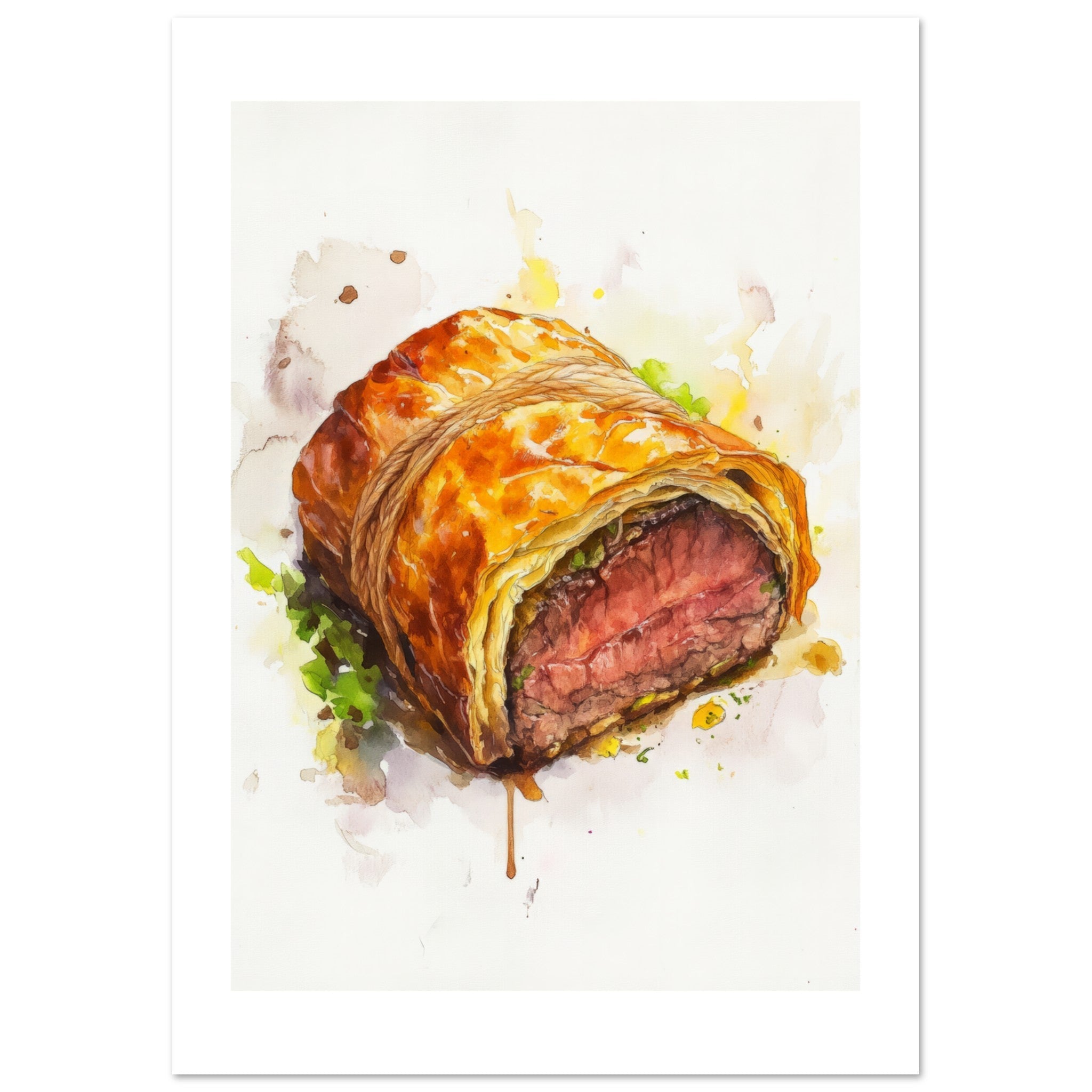 Beef Wellington Watercolor Painting Wall Art 1