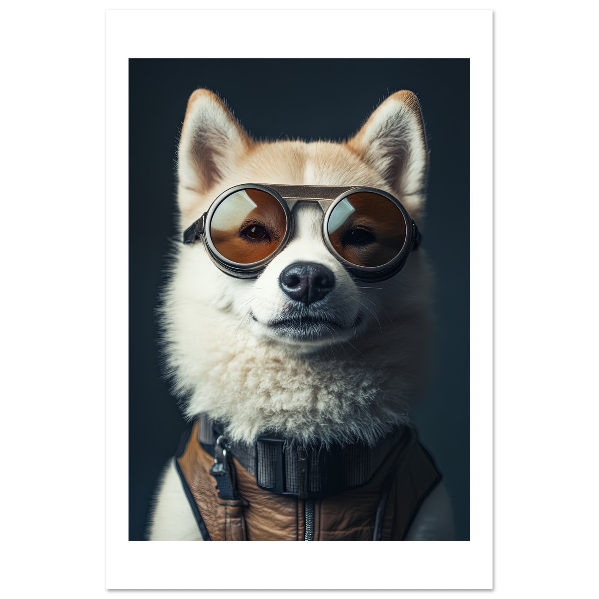 Akita Dog Wearing Pilot Sunglasses 1