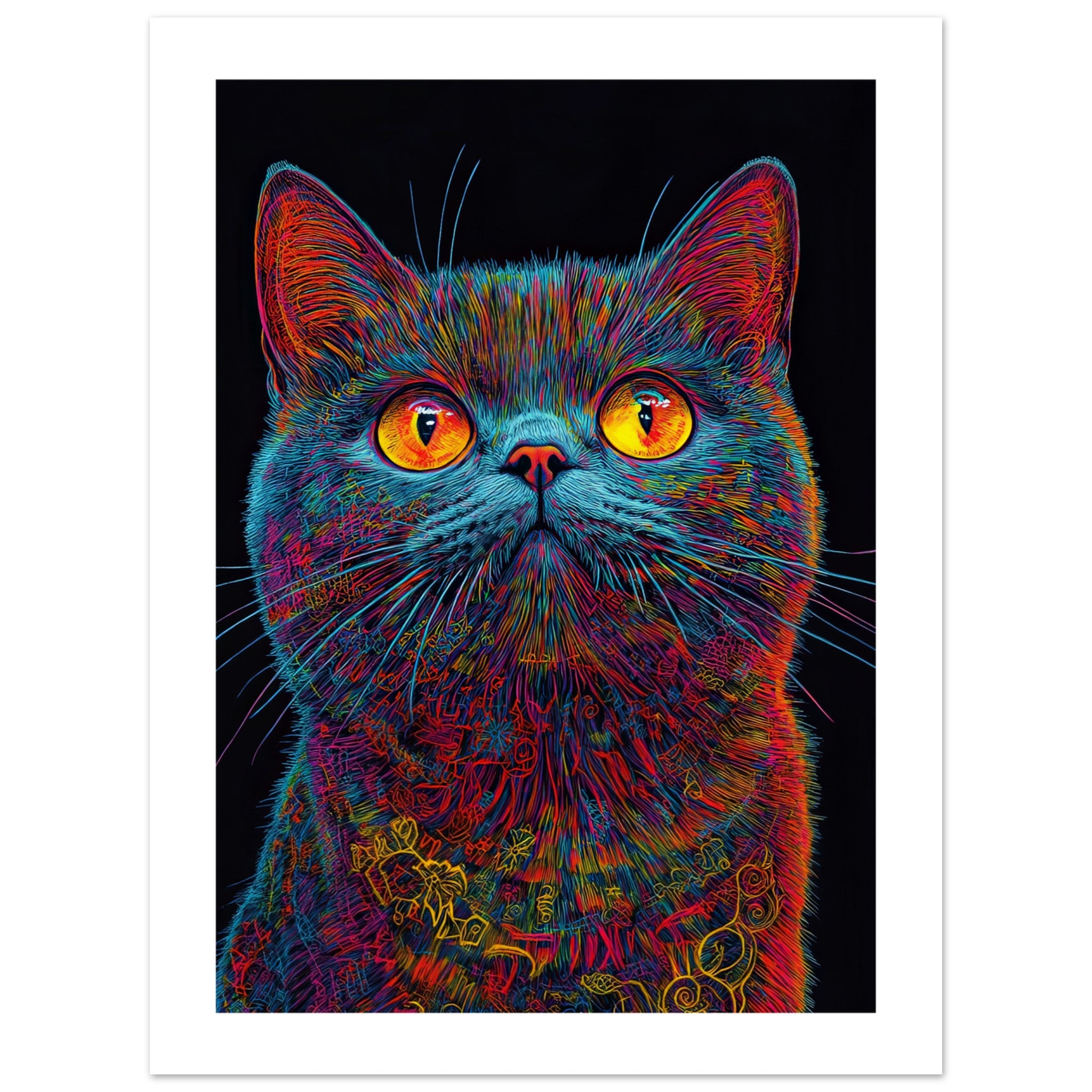 British Shorthair Cat Painted With Tone Pen