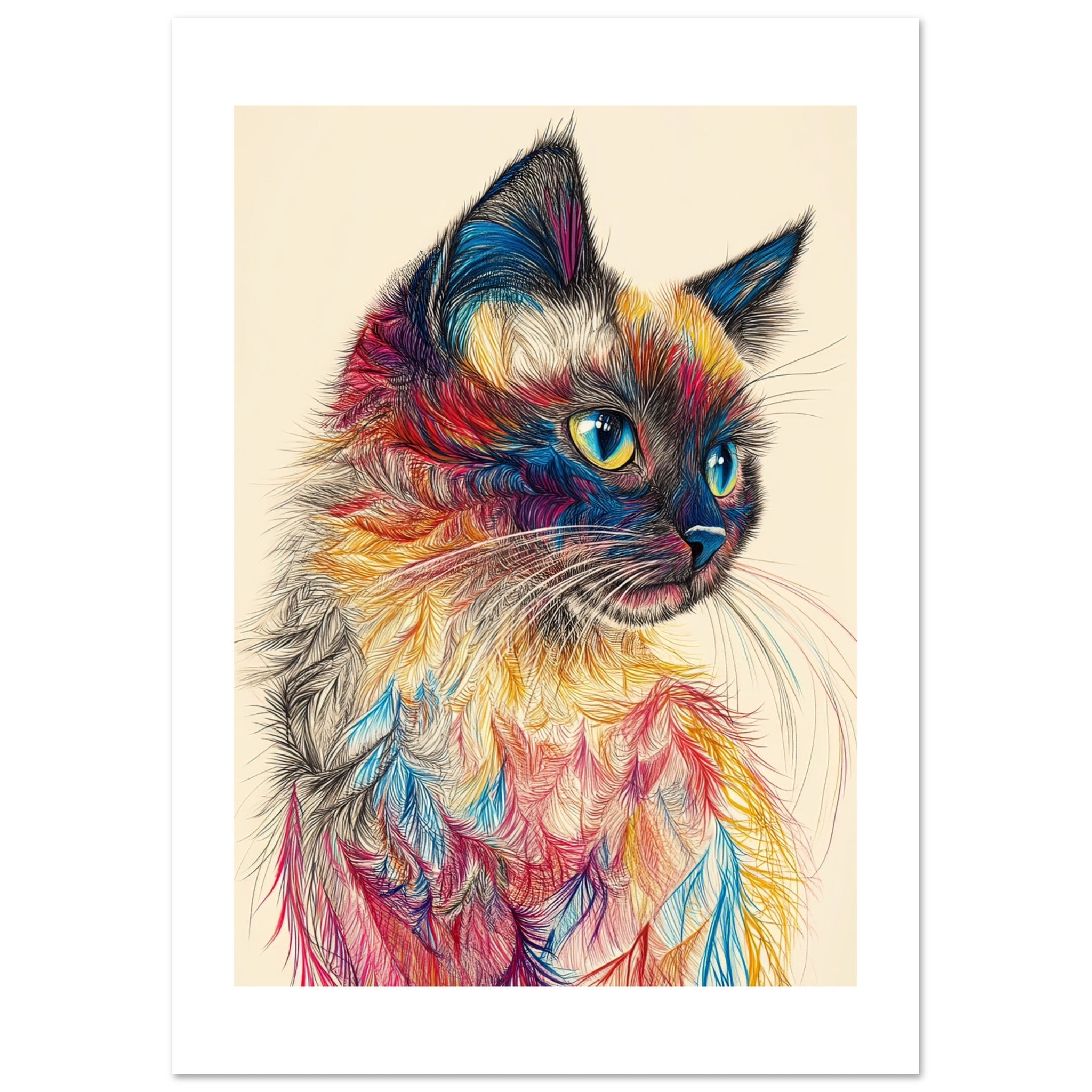 Balinese Cat Painted With Tone Pen 1