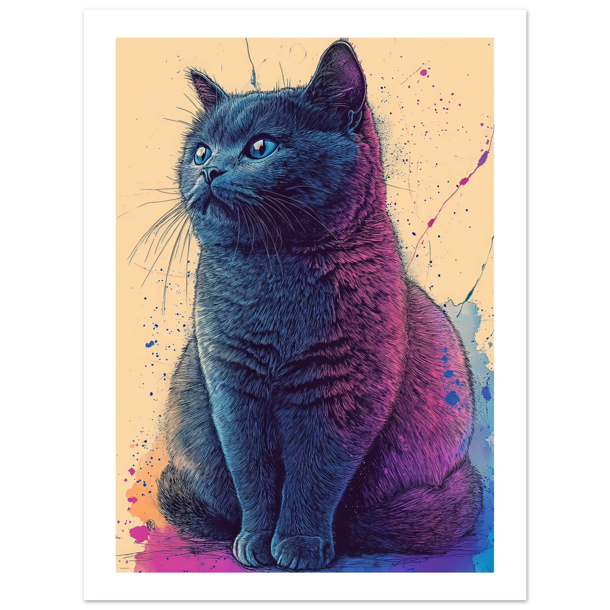 British Shorthair Cat Painted With Tone Pen 3
