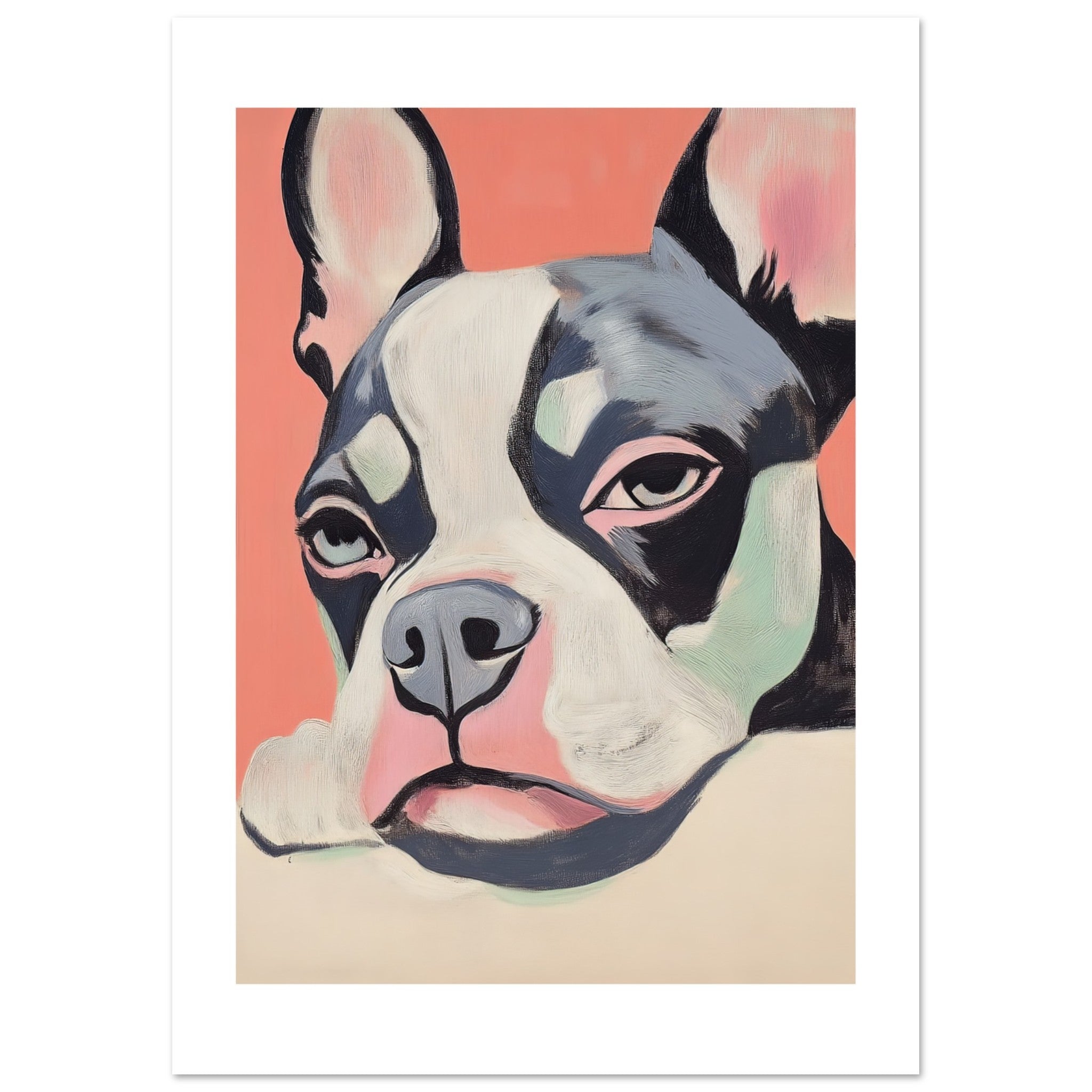 Boston Terrier Dog Relaxing Pastel Colored 1