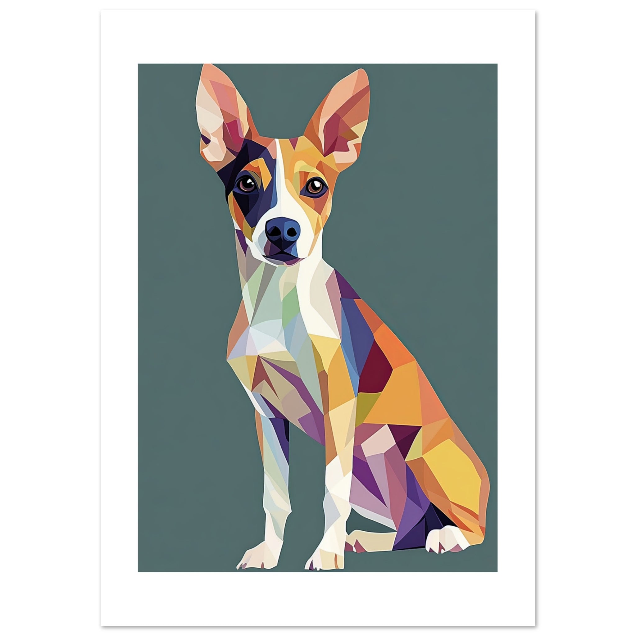 Basenji Dog Illustrated with Colorful Triangles 1