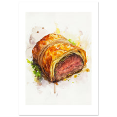 Beef Wellington Watercolor Painting Wall Art 1