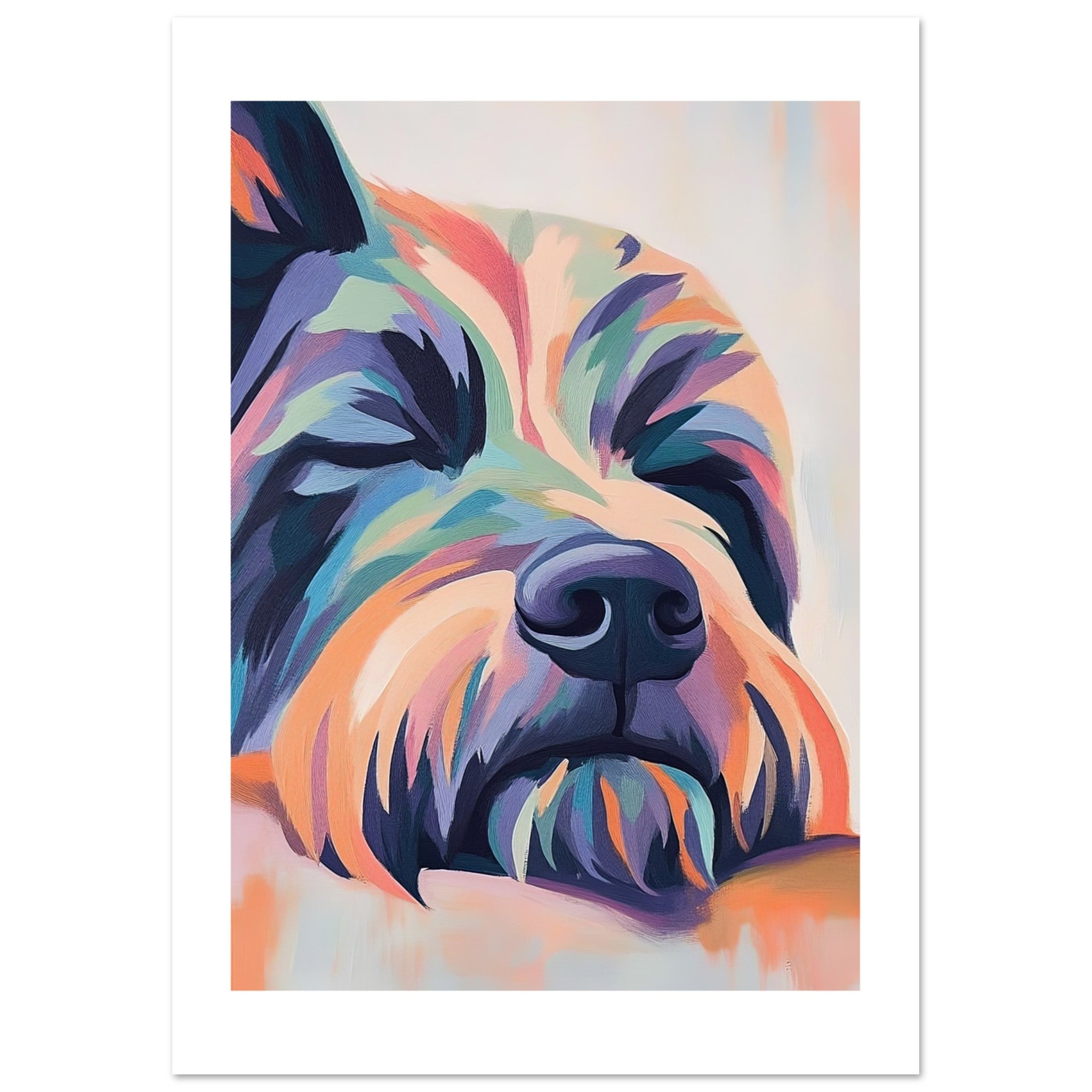 Briard Dog Relaxing Pastel Colored