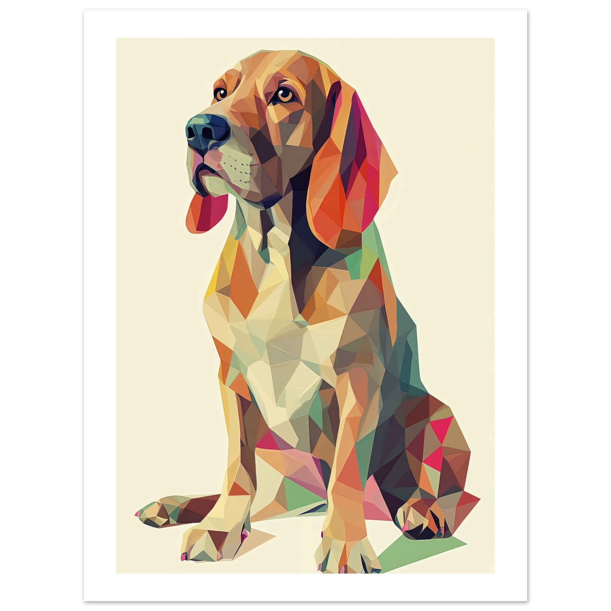 Bloodhound Dog Illustrated with Colorful Triangles 4