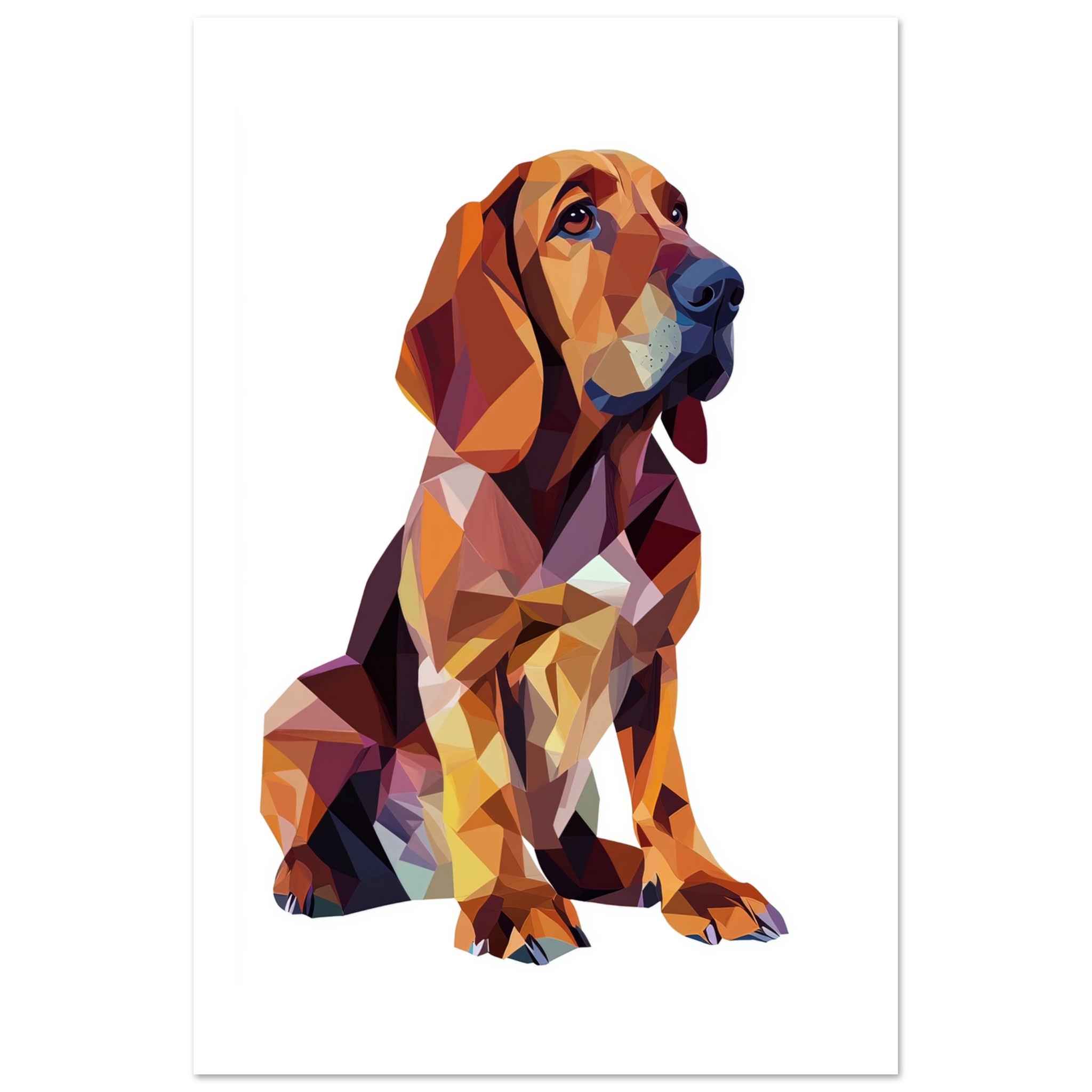 Bloodhound Dog Illustrated with Colorful Triangles 3