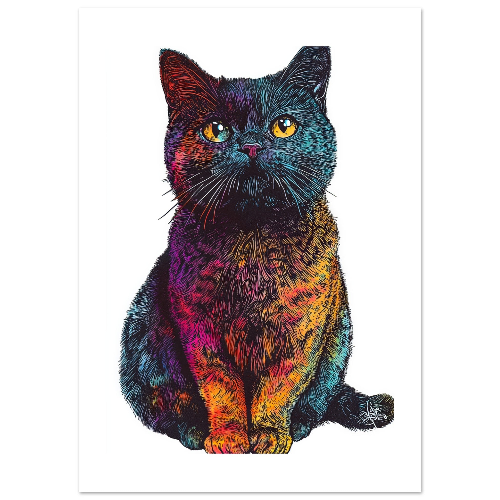 British Shorthair Cat Painted With Tone Pen 2