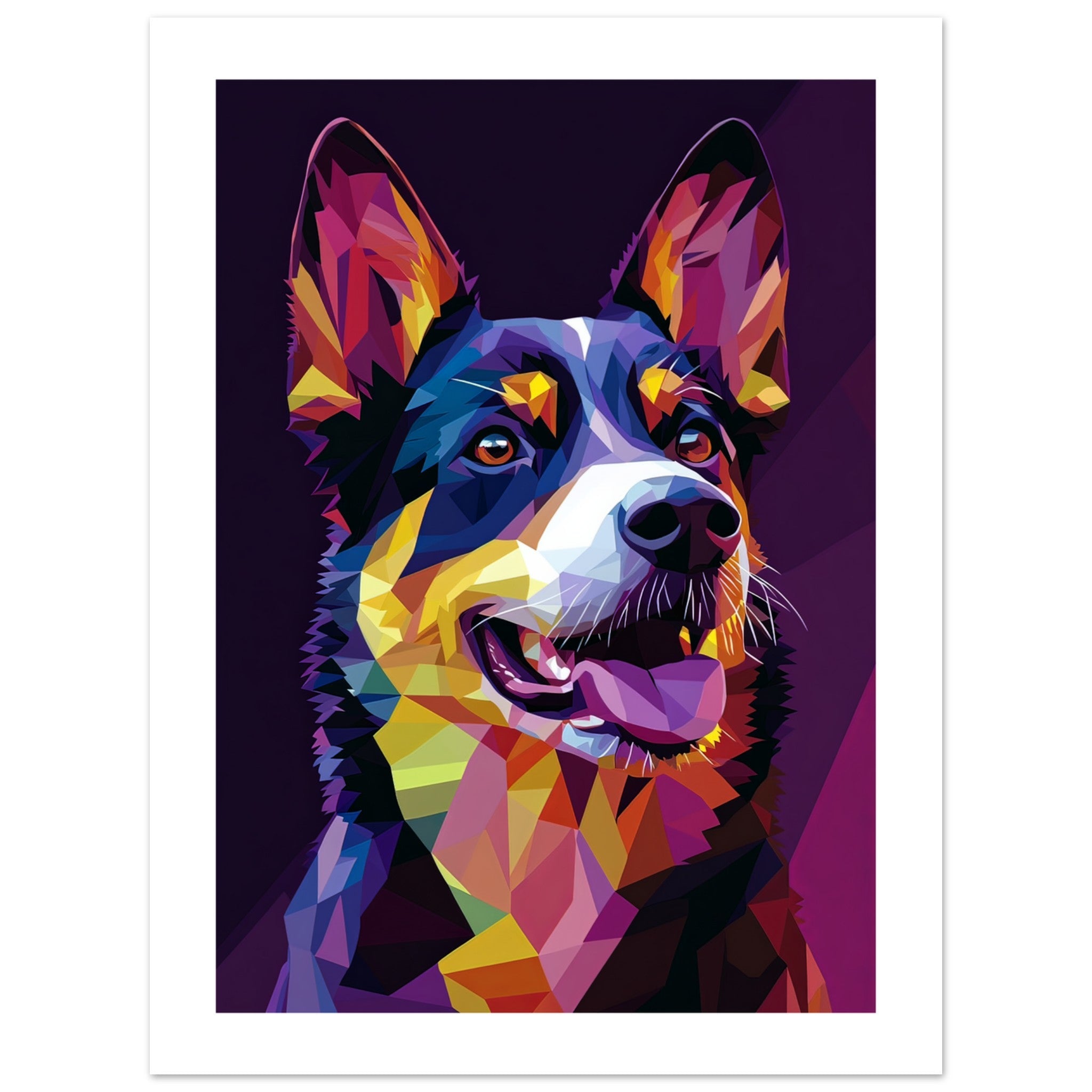 Australian Cattle Dog Illustrated with Colorful Triangles 2