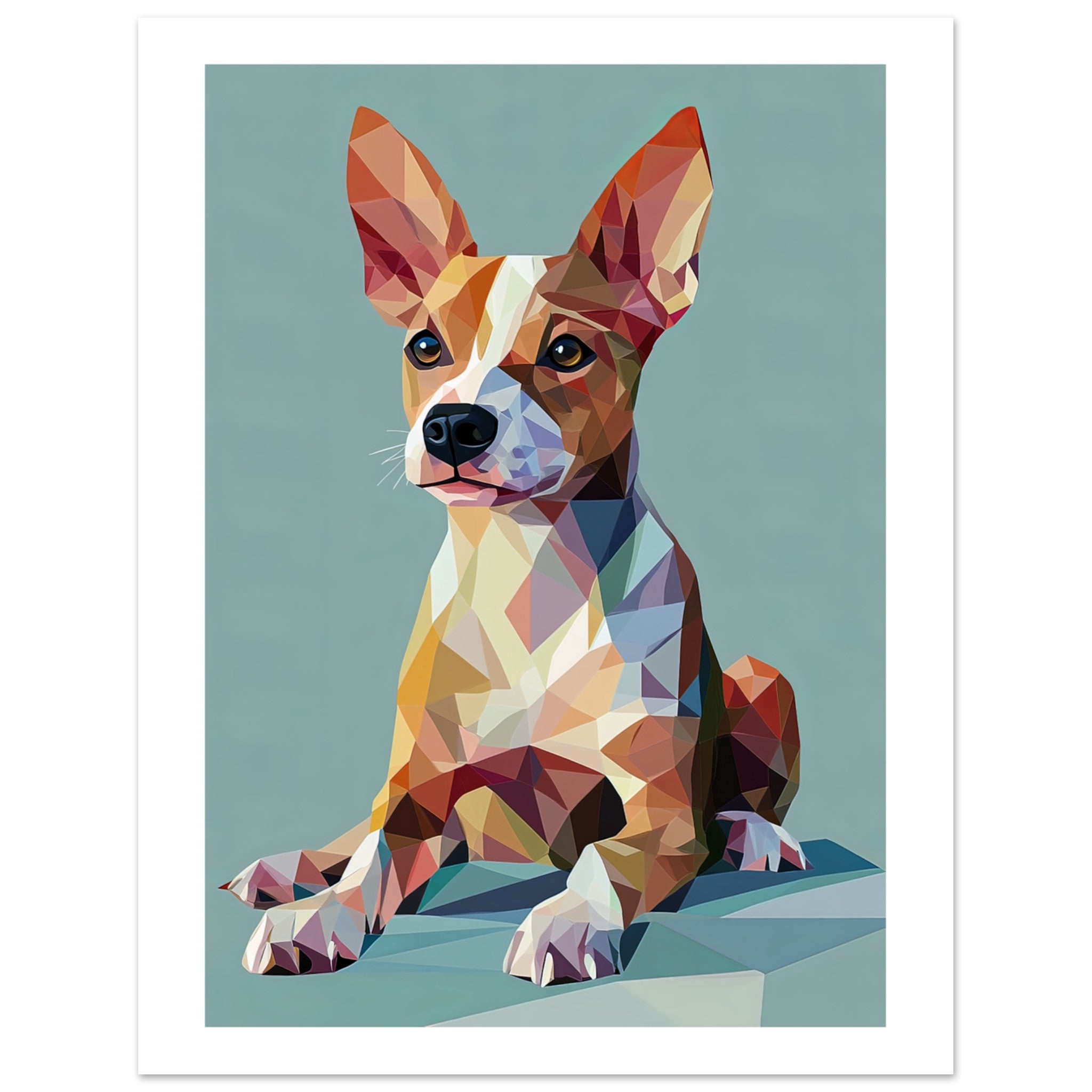 Basenji Dog Illustrated with Colorful Triangles 4