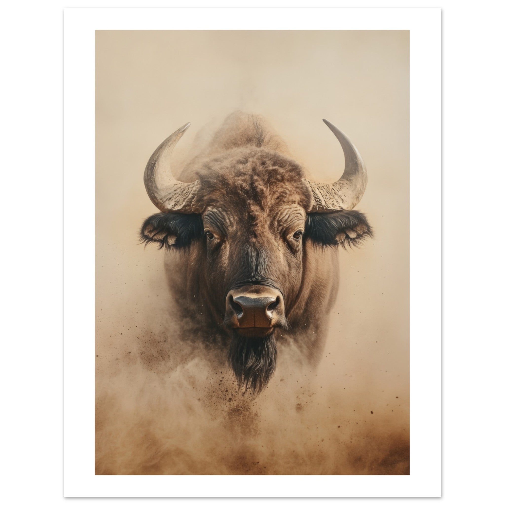 Buffalo portrait in a sandstorm 1