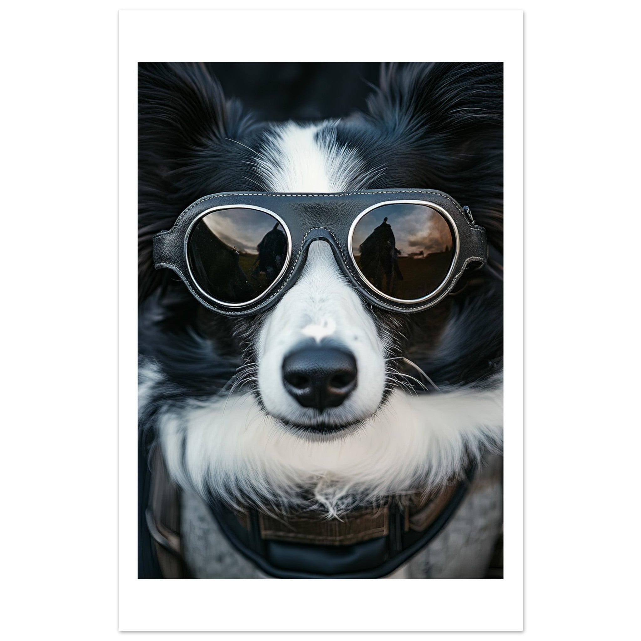 Border Collie Dog Wearing Pilot Sunglasses 4