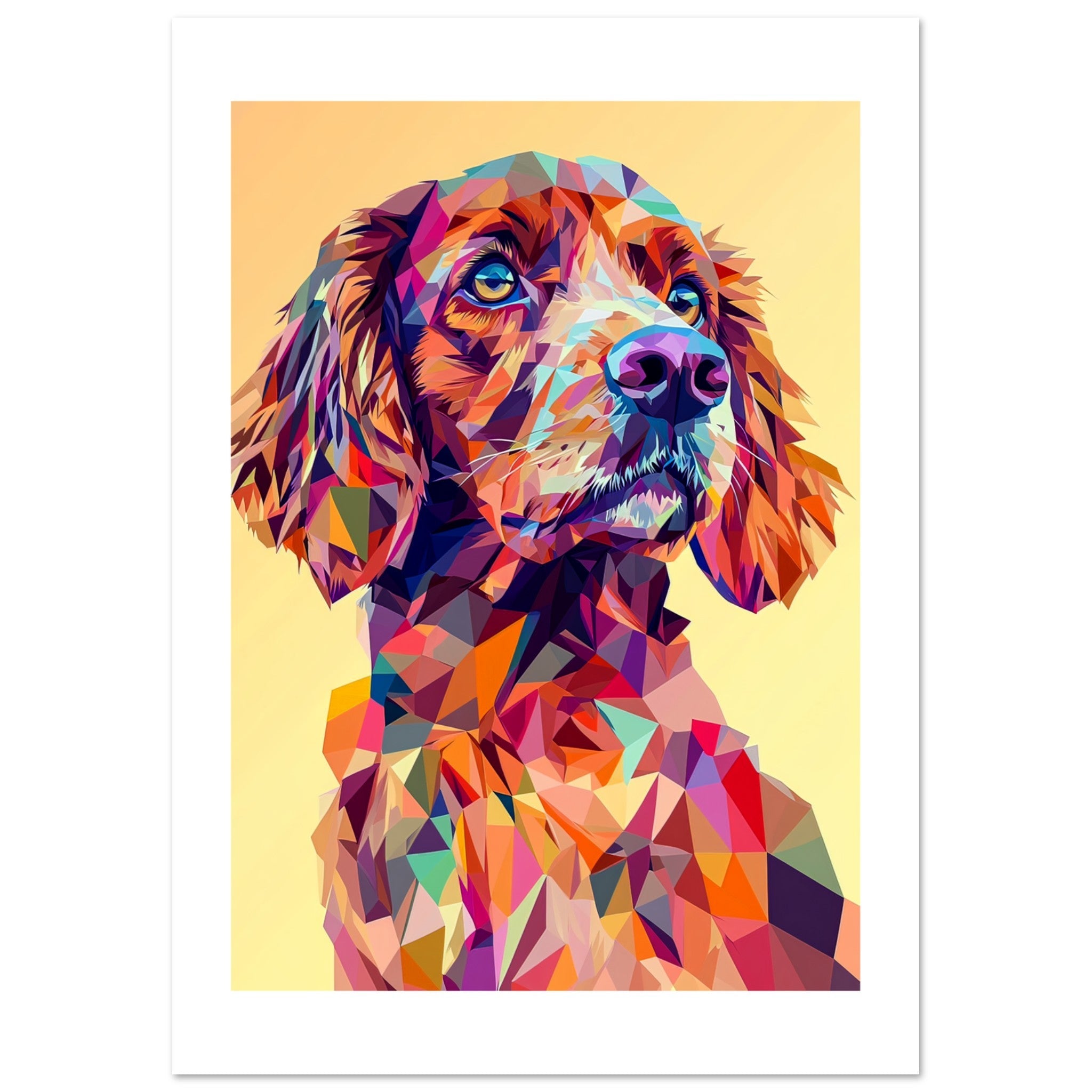 Boykin Spaniel Dog Illustrated with Colorful Triangles 1