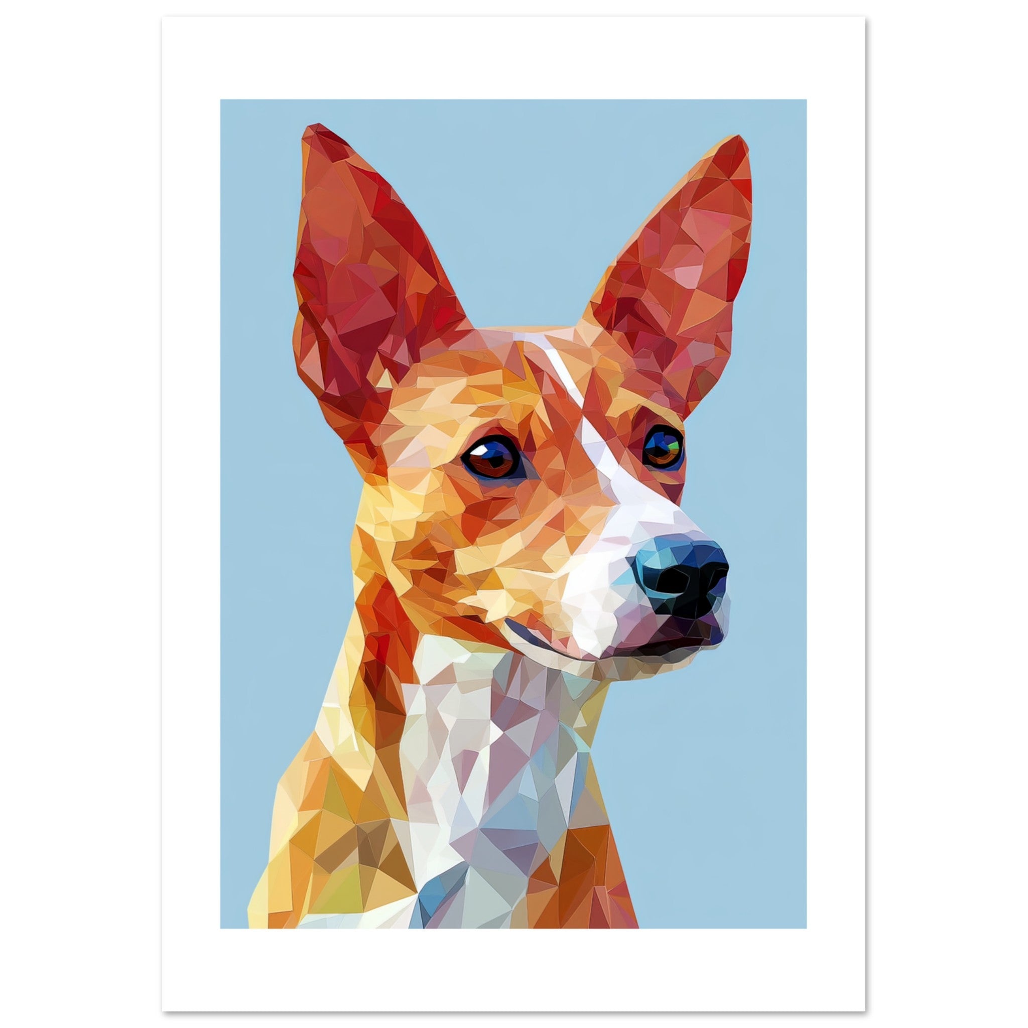 Basenji Dog Illustrated with Colorful Triangles 2