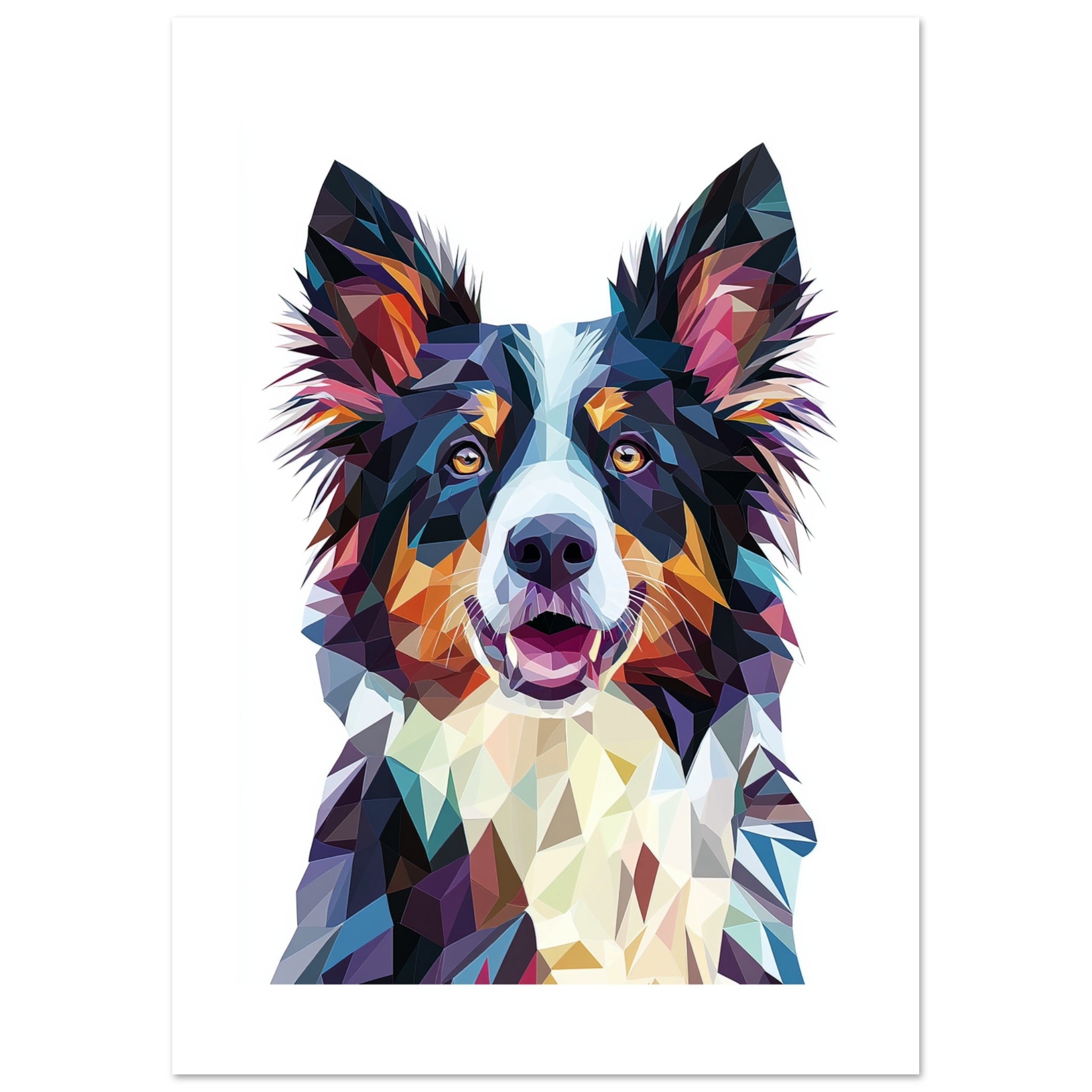 Border Collie Dog Illustrated with Colorful Triangles 1