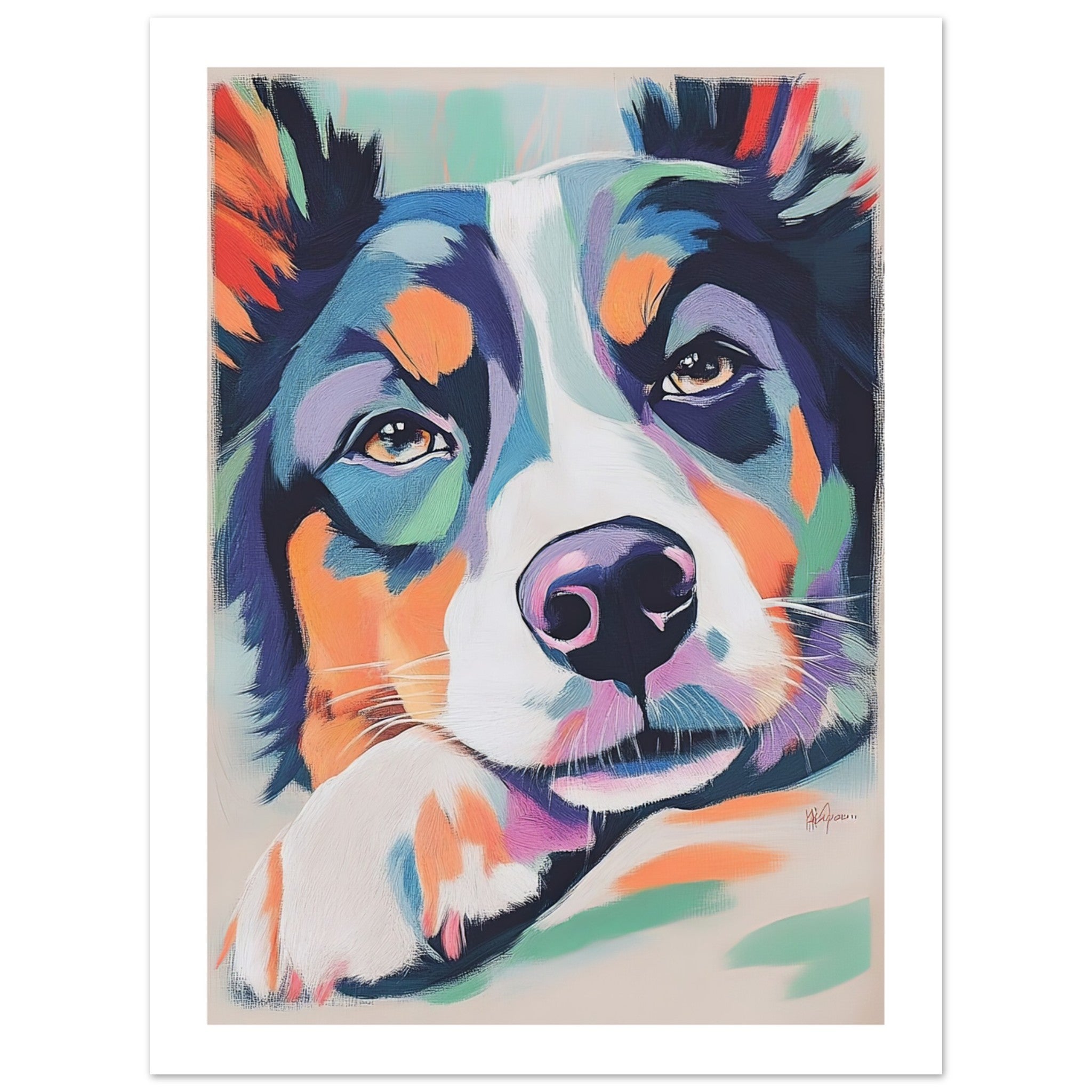 Australian Shepherd Dog Relaxing Pastel Colored
