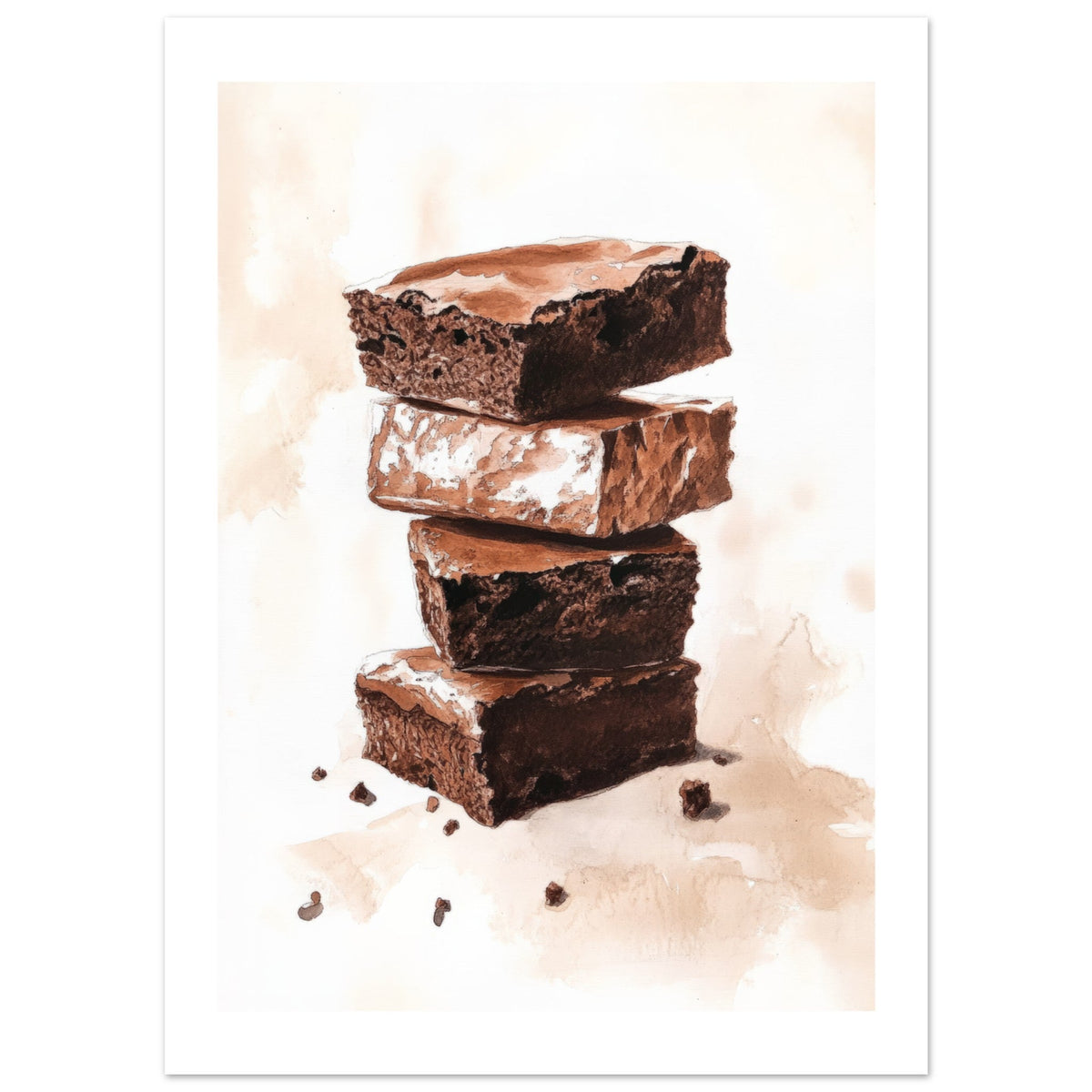 Brownies Watercolor Painting Wall Art