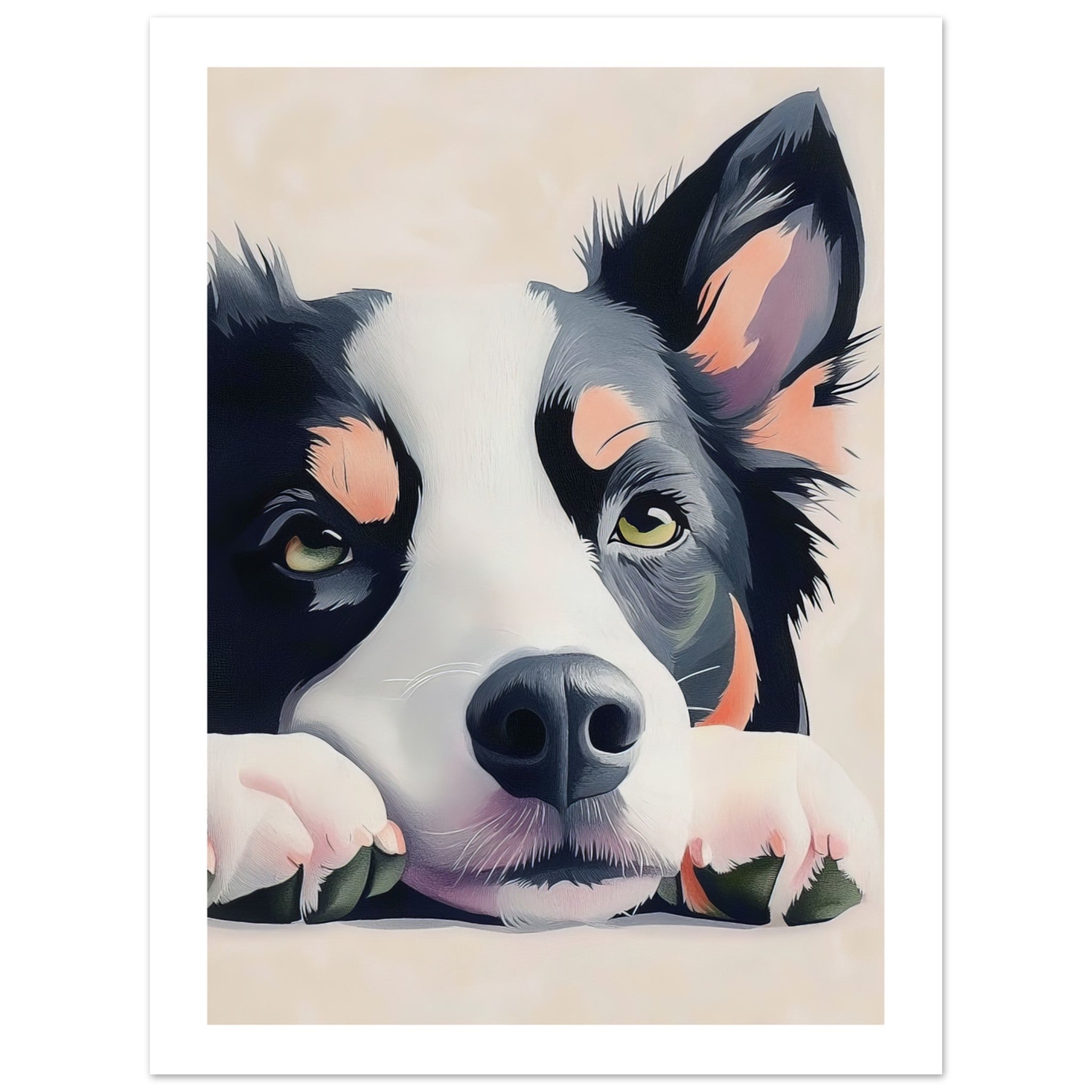 Border Collie Dog Relaxing Pastel Colored