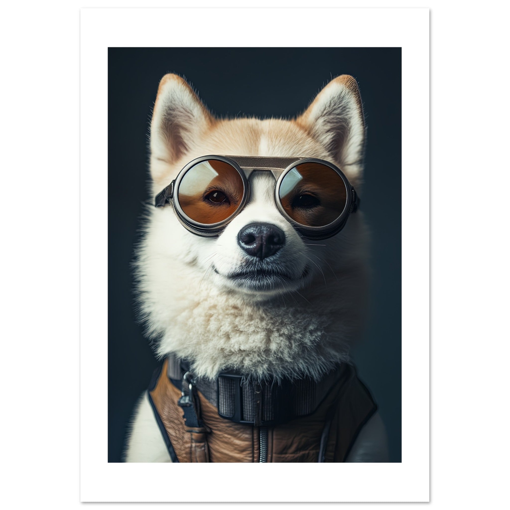 Akita Dog Wearing Pilot Sunglasses 1