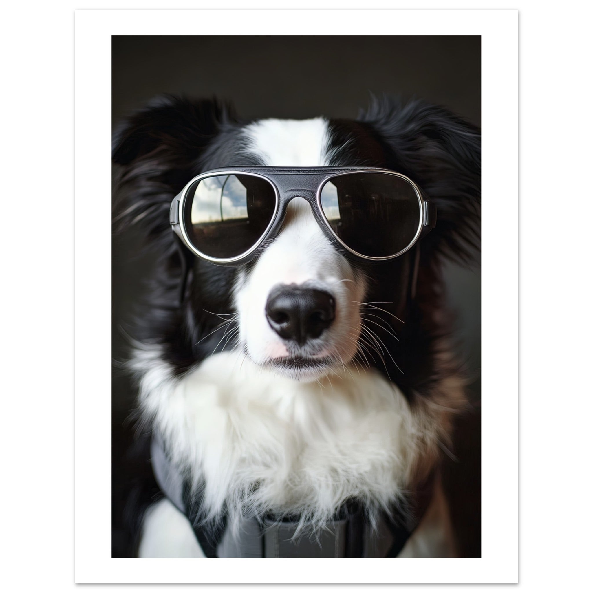 Border Collie Dog Wearing Pilot Sunglasses