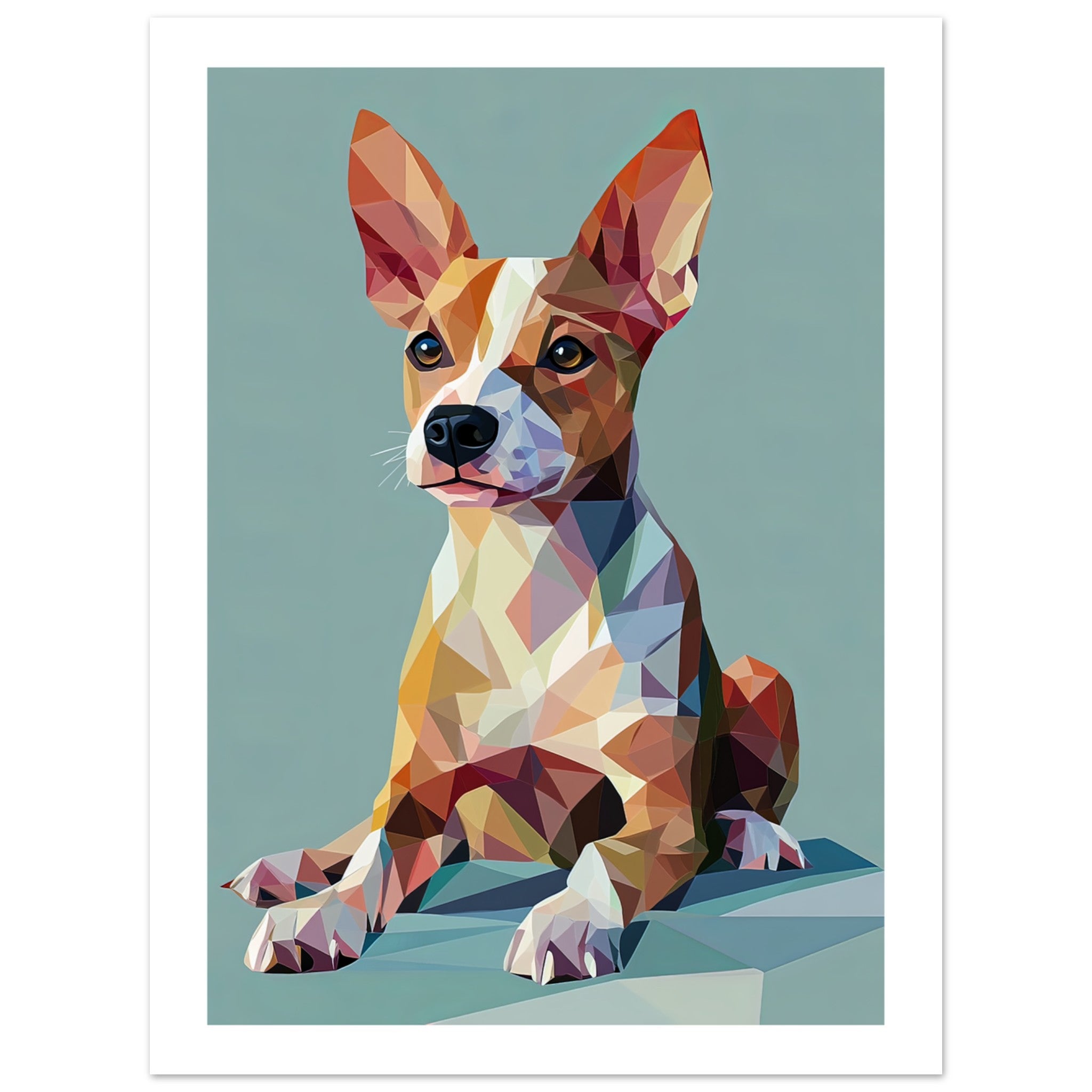 Basenji Dog Illustrated with Colorful Triangles 4
