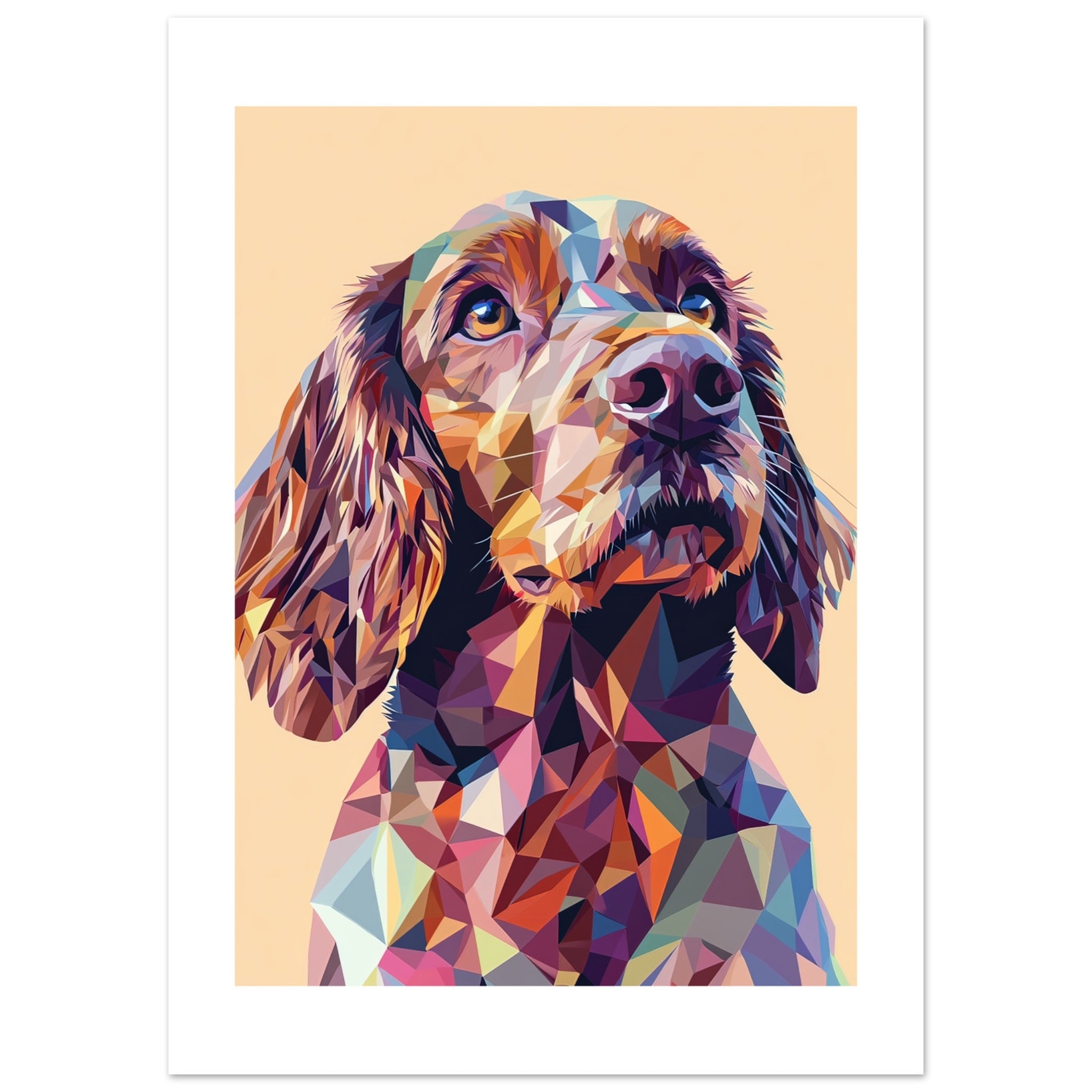 Boykin Spaniel Dog Illustrated with Colorful Triangles 2