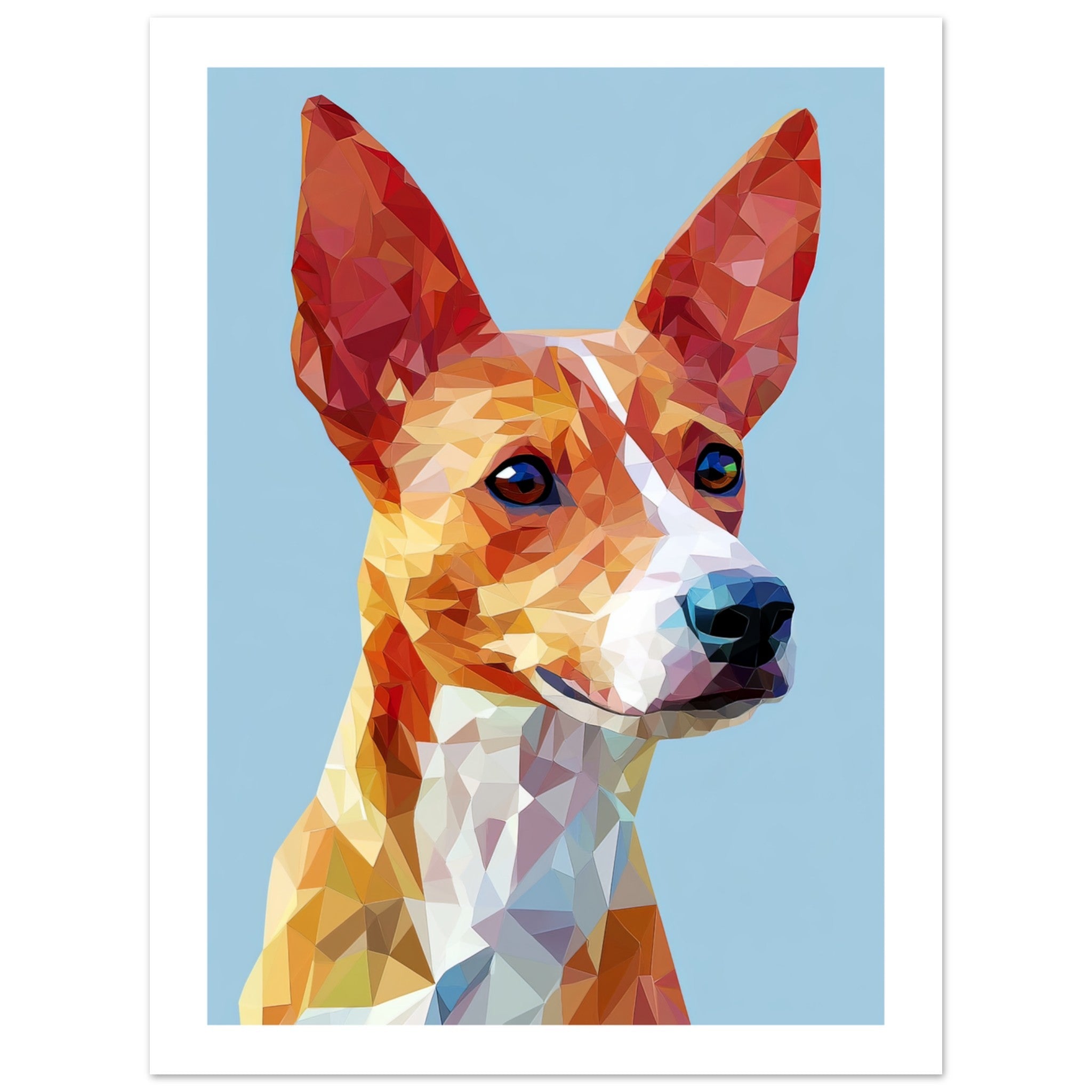 Basenji Dog Illustrated with Colorful Triangles 2