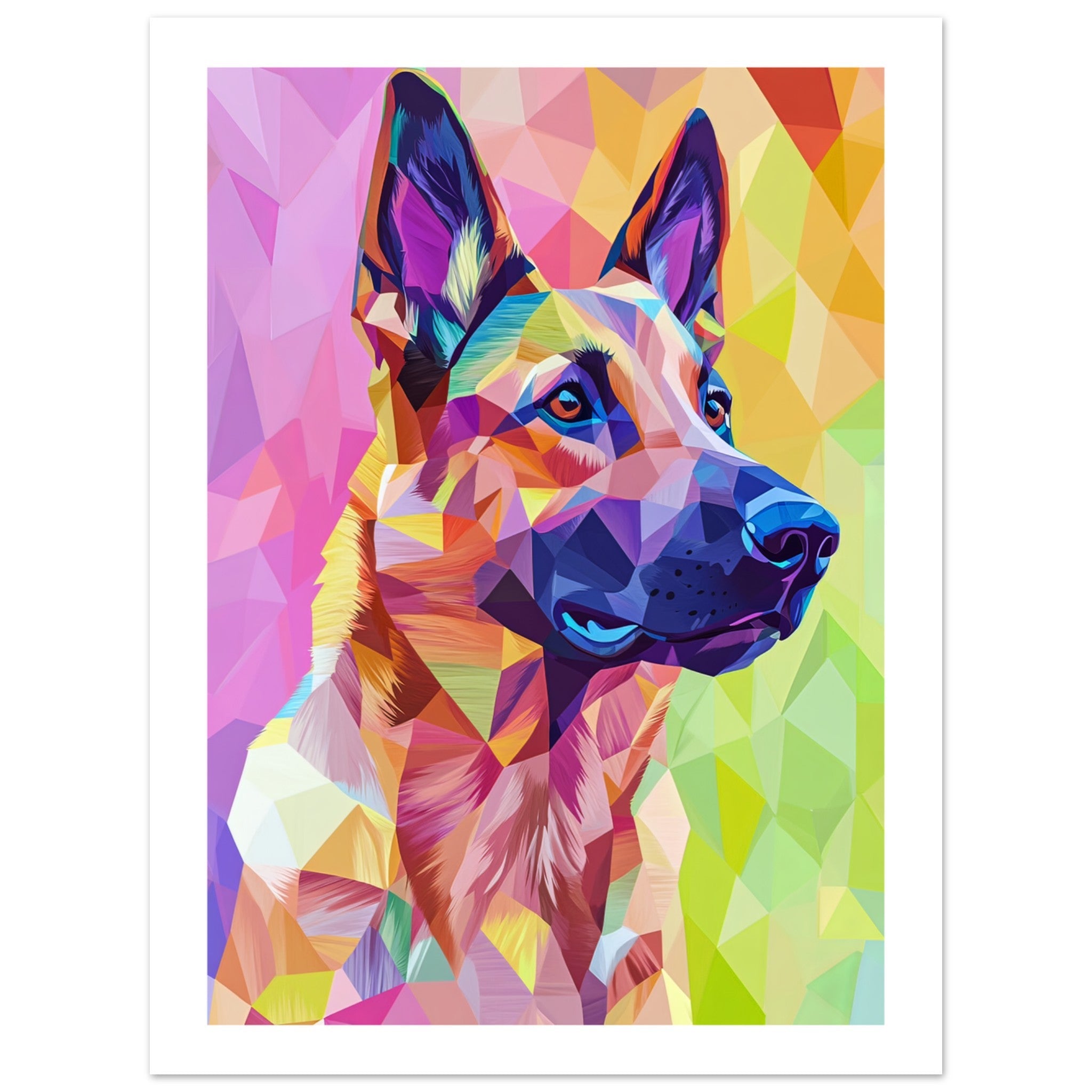 Belgian Malinois Dog Illustrated with Colorful Triangles 1