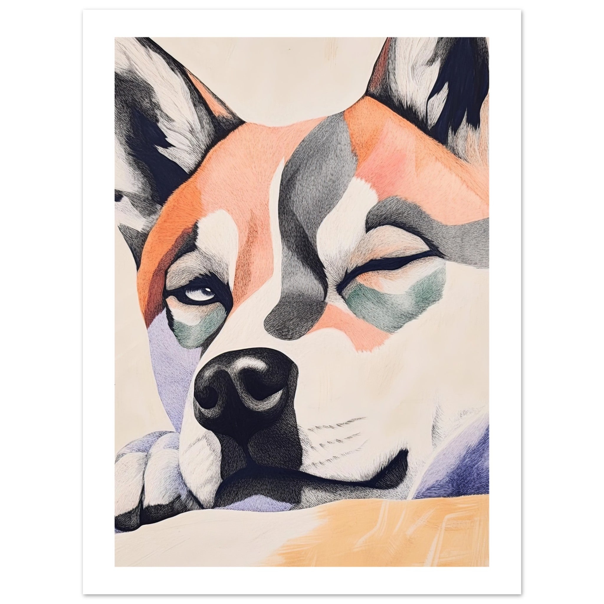 Akita Dog Relaxing Pastel Colored