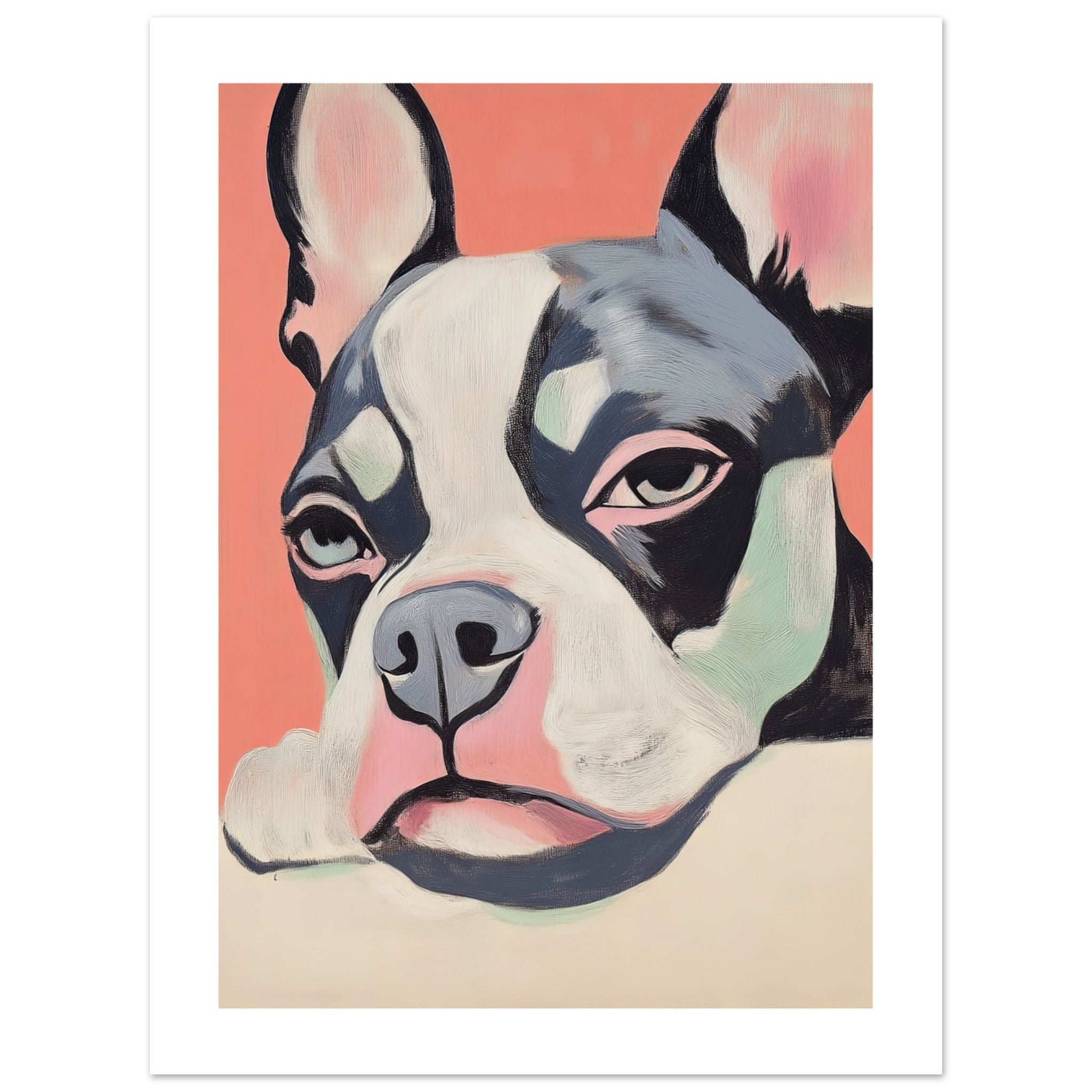 Boston Terrier Dog Relaxing Pastel Colored 1