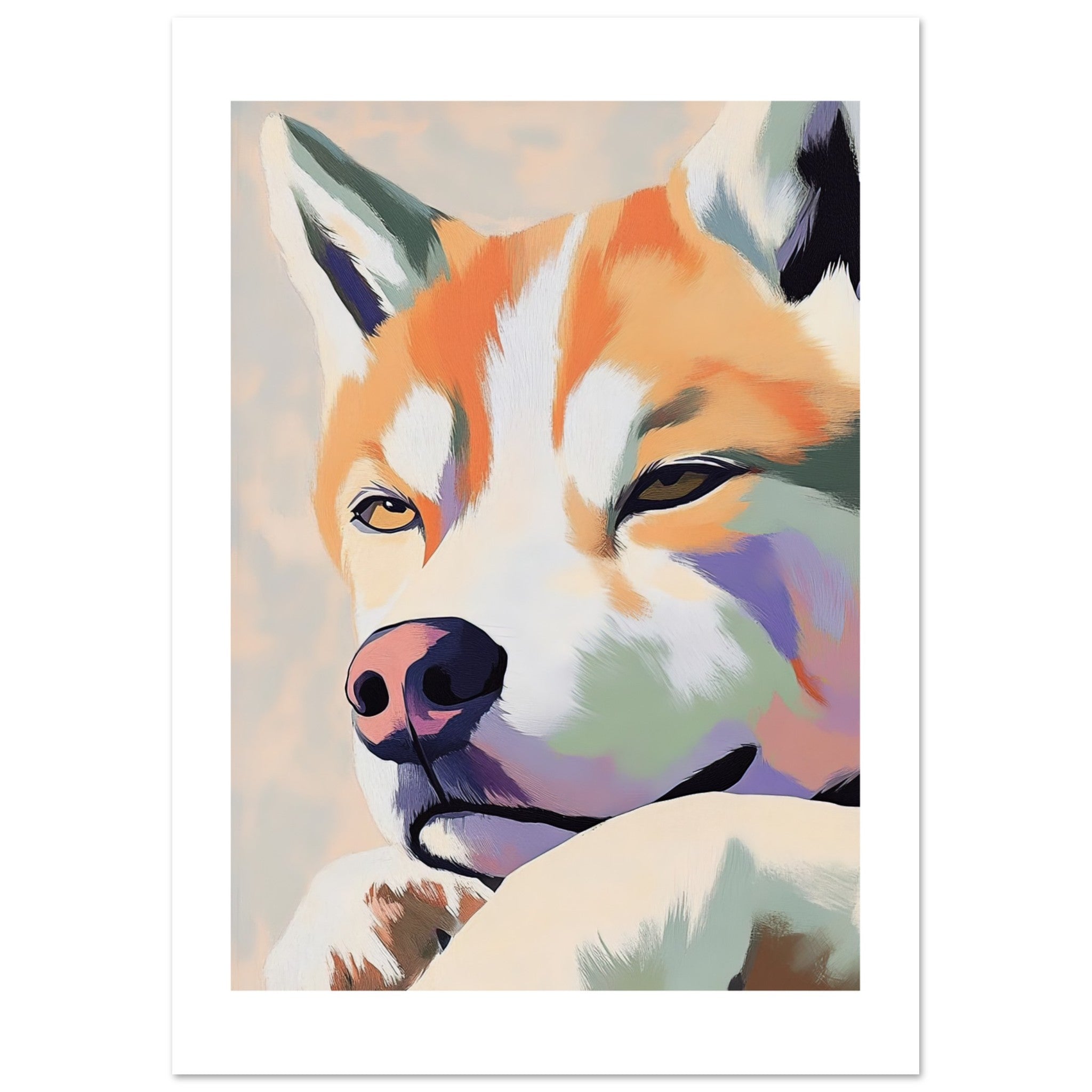 Akita Dog Relaxing Pastel Colored 1