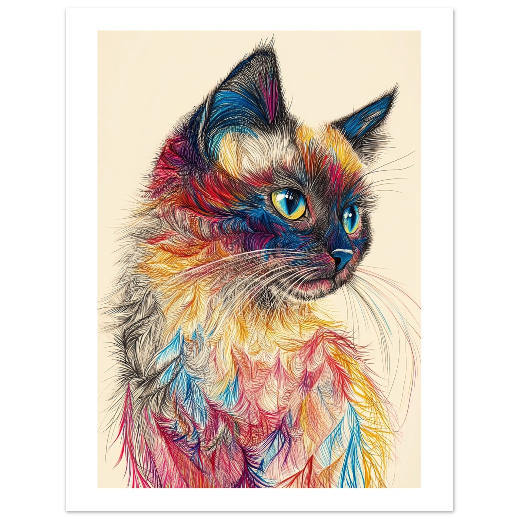 Balinese Cat Painted With Tone Pen 1