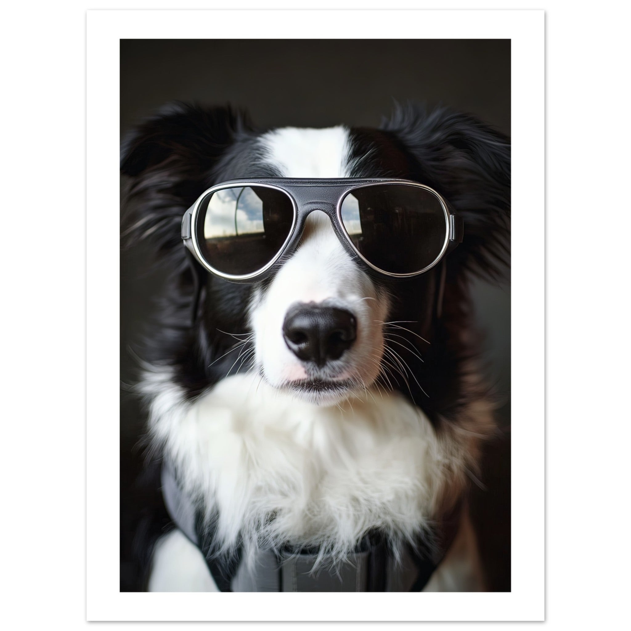 Border Collie Dog Wearing Pilot Sunglasses