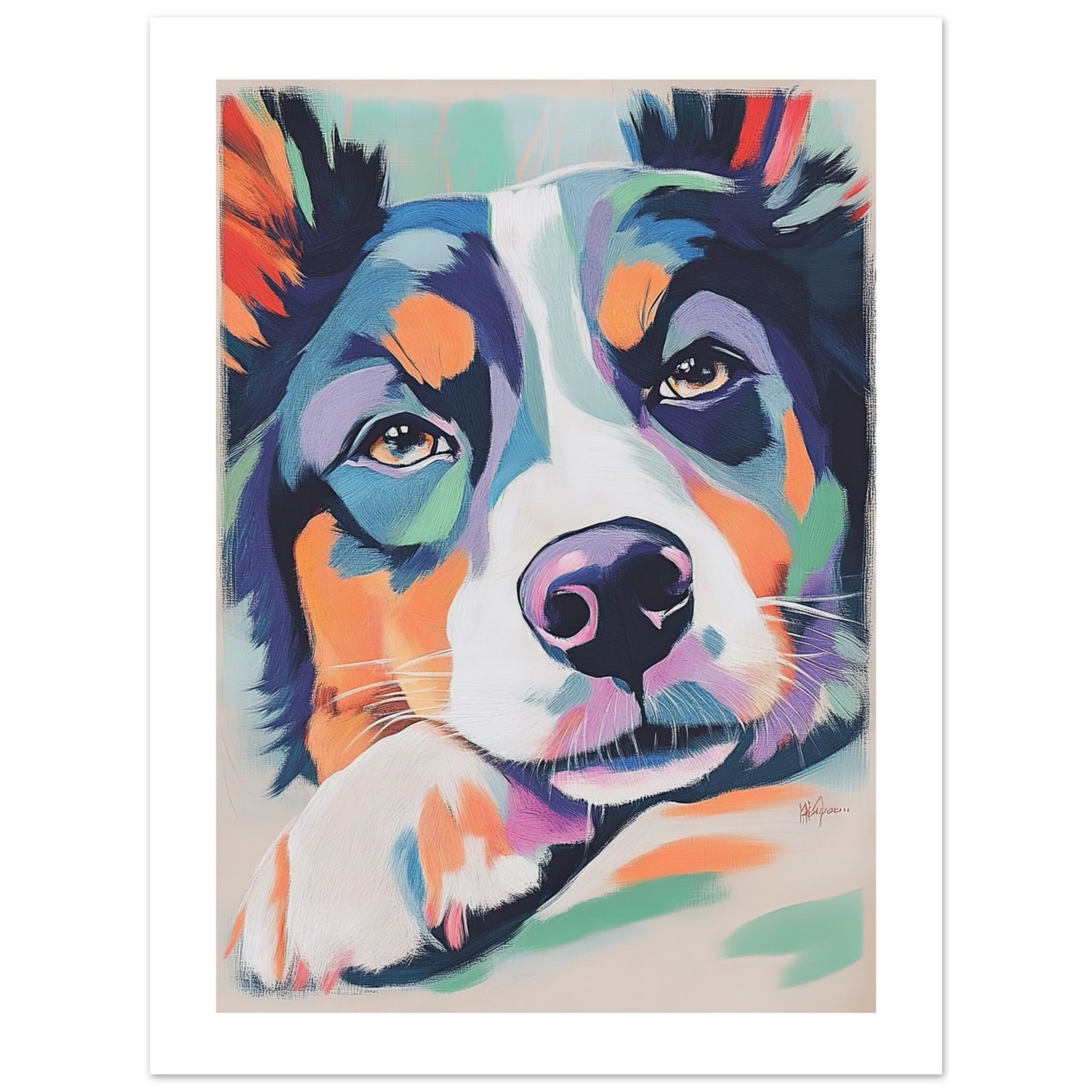 Australian Shepherd Dog Relaxing Pastel Colored