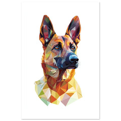 Belgian Malinois Dog Illustrated with Colorful Triangles 2