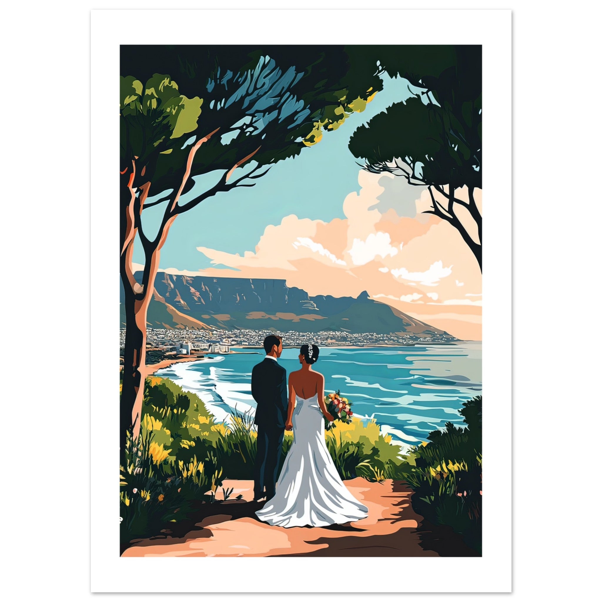 A wedding couple infront of Cape Town