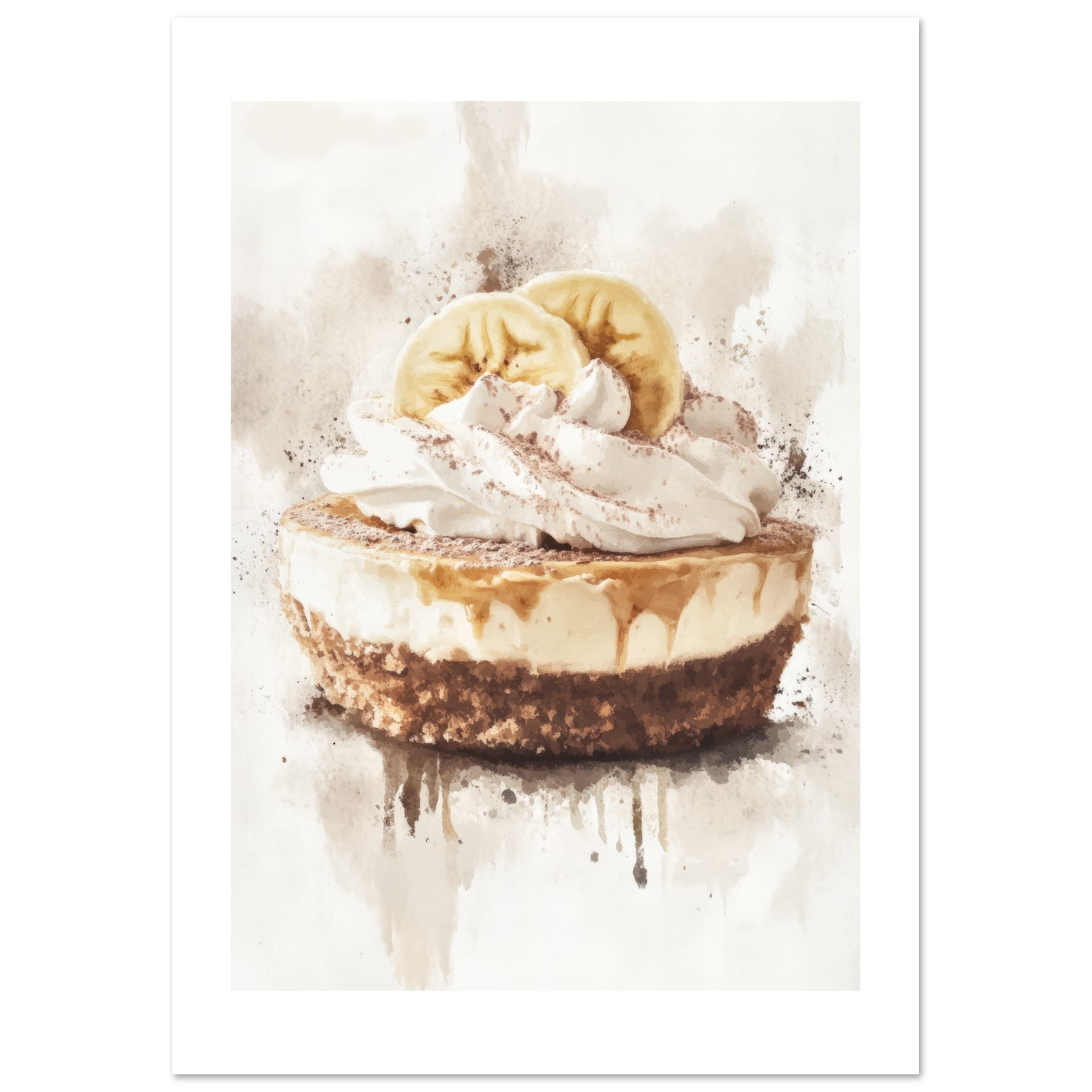 Banoffee Pie Watercolor Painting Wall Art 1