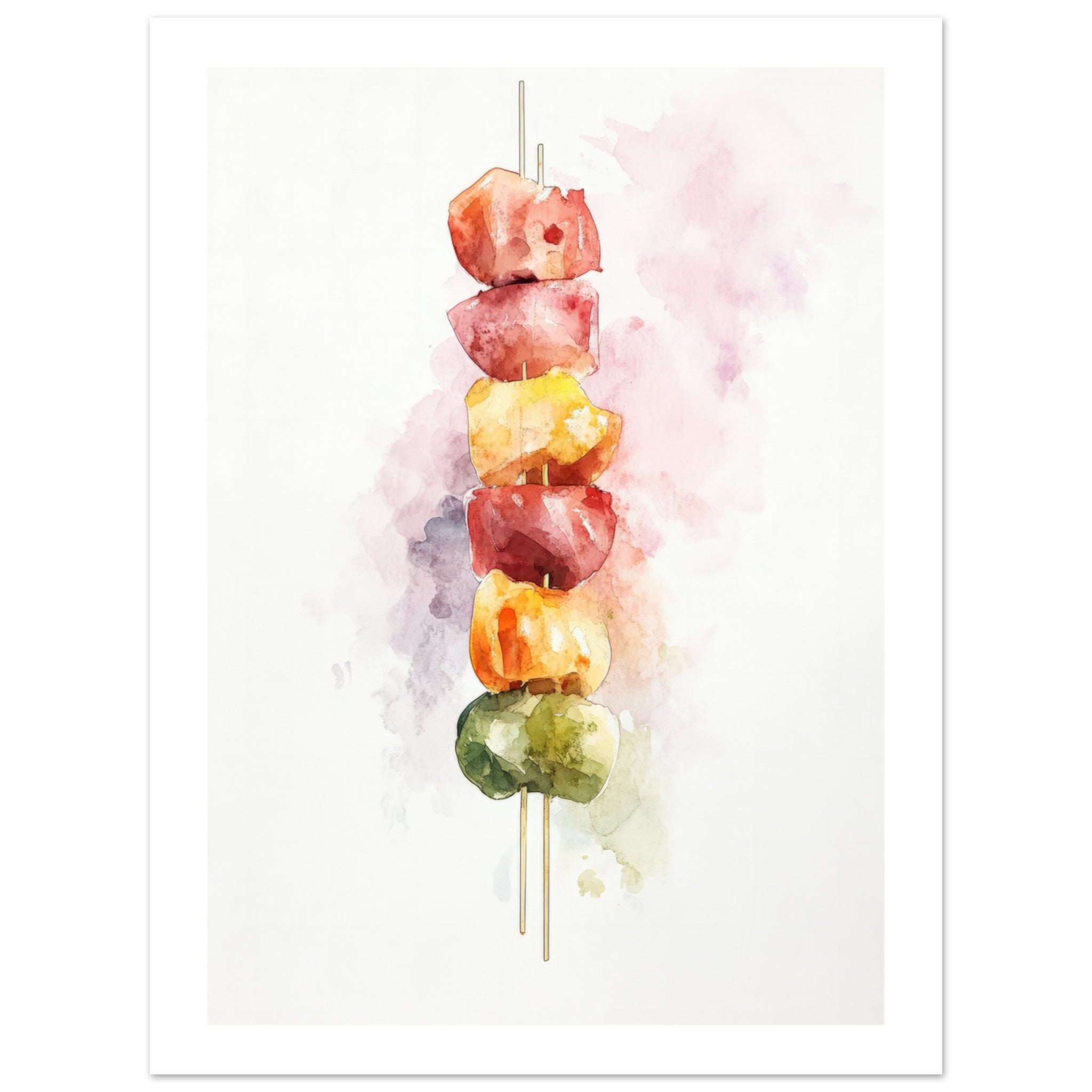 Antipasto Skewers Watercolor Painting Wall Art 1