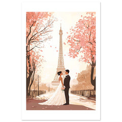An asian wedding couple infront of the Eifeltower