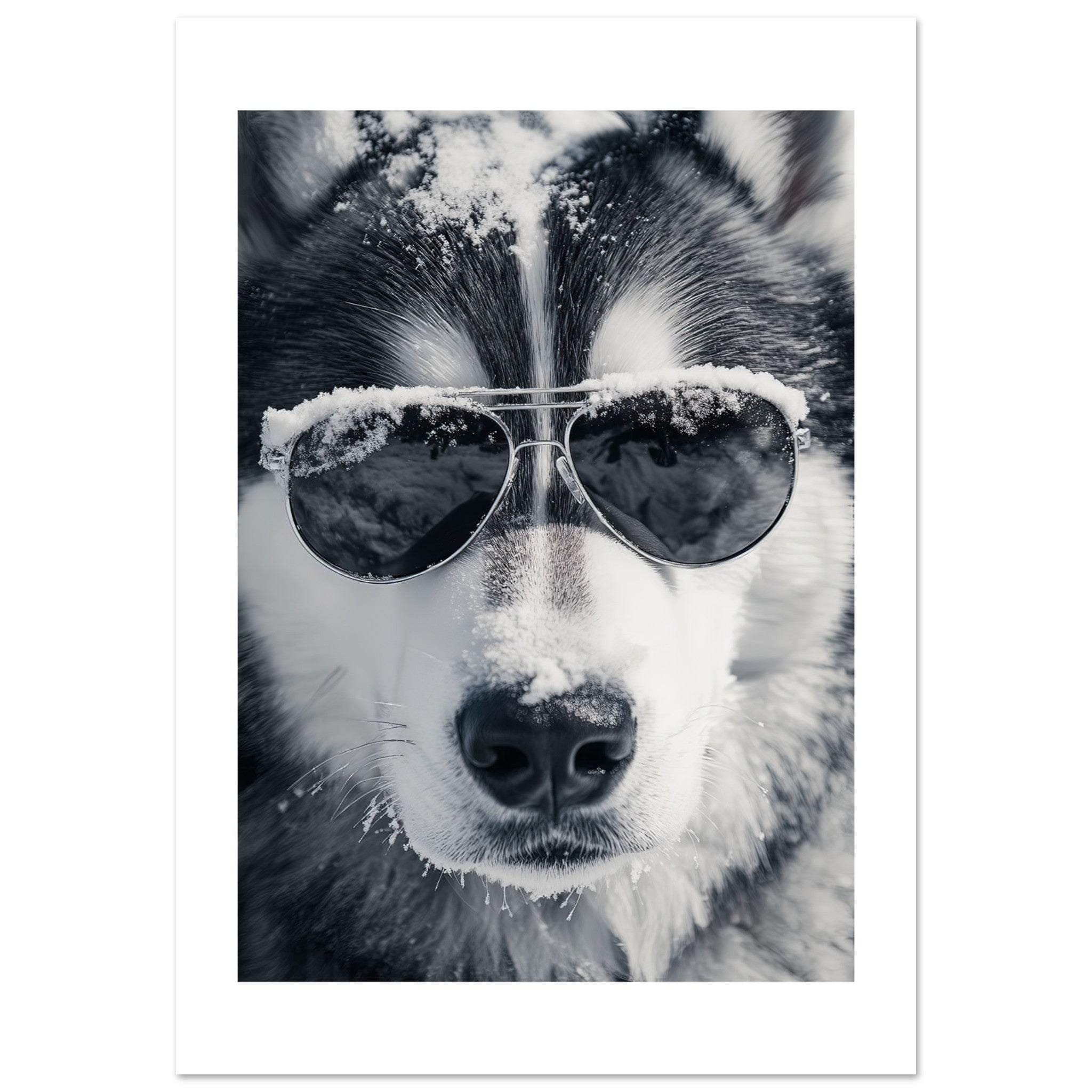 Alaskan Malamute Dog Wearing Pilot Sunglasses