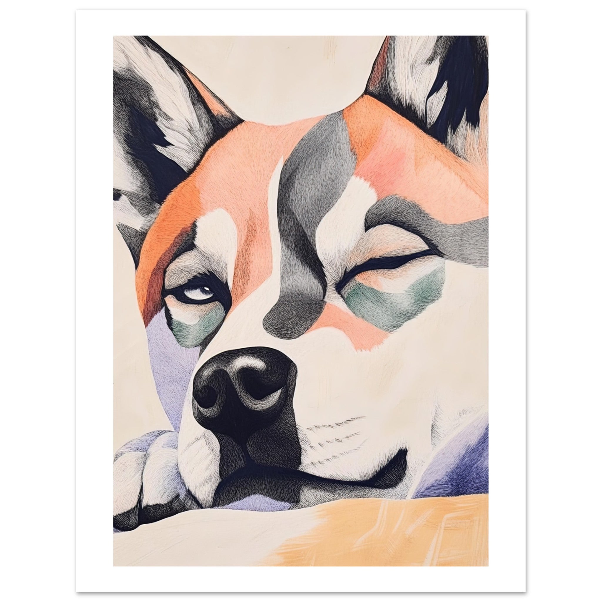 Akita Dog Relaxing Pastel Colored