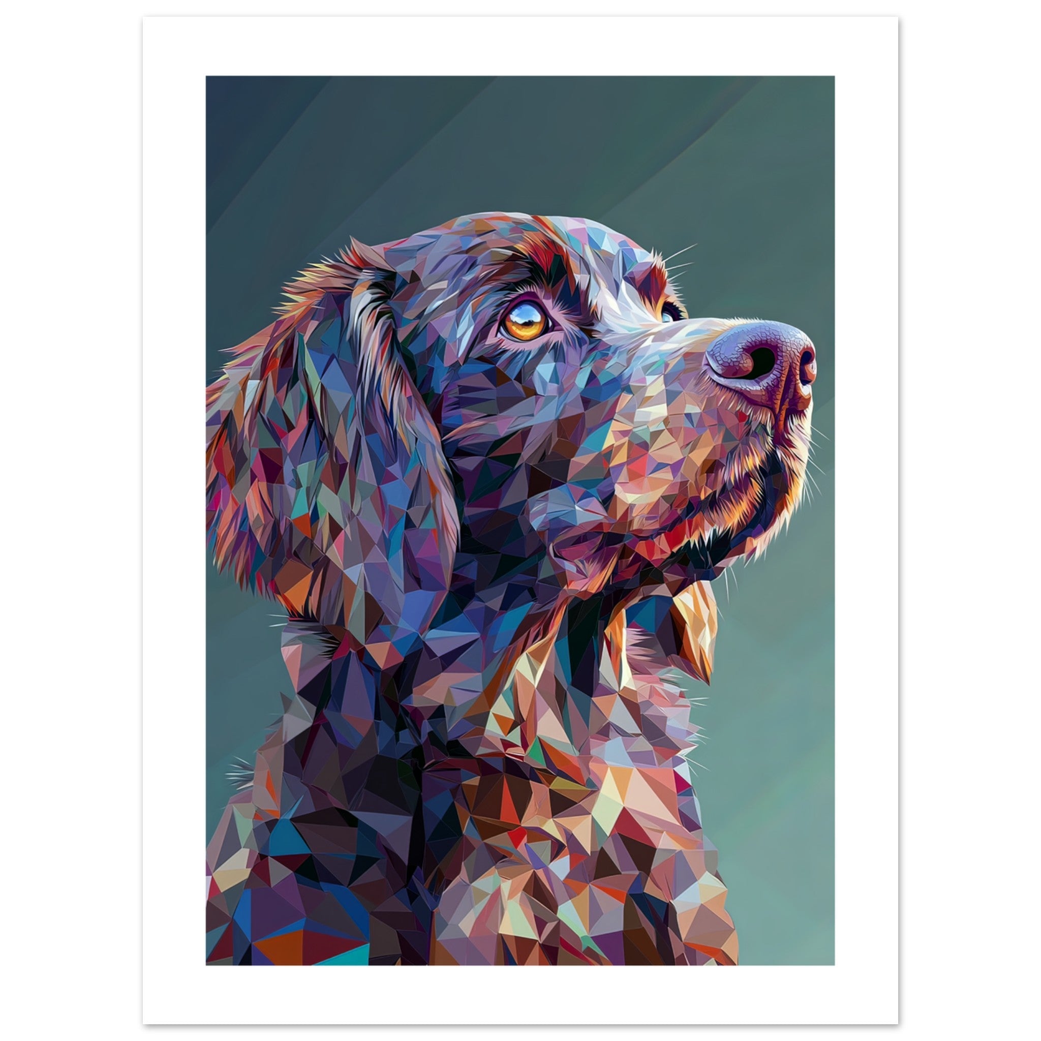 American Water Dog Illustrated with Colorful Triangles