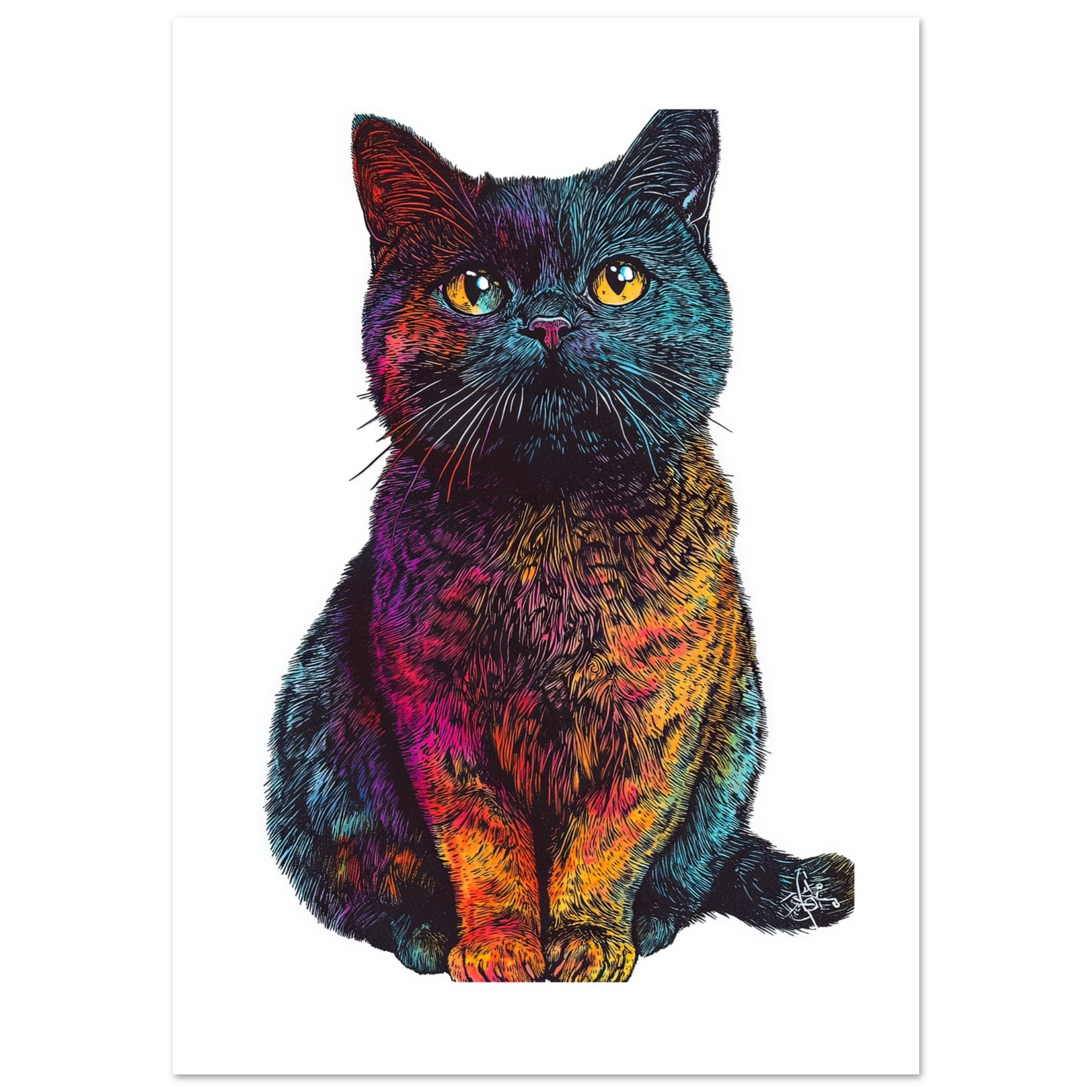British Shorthair Cat Painted With Tone Pen 2
