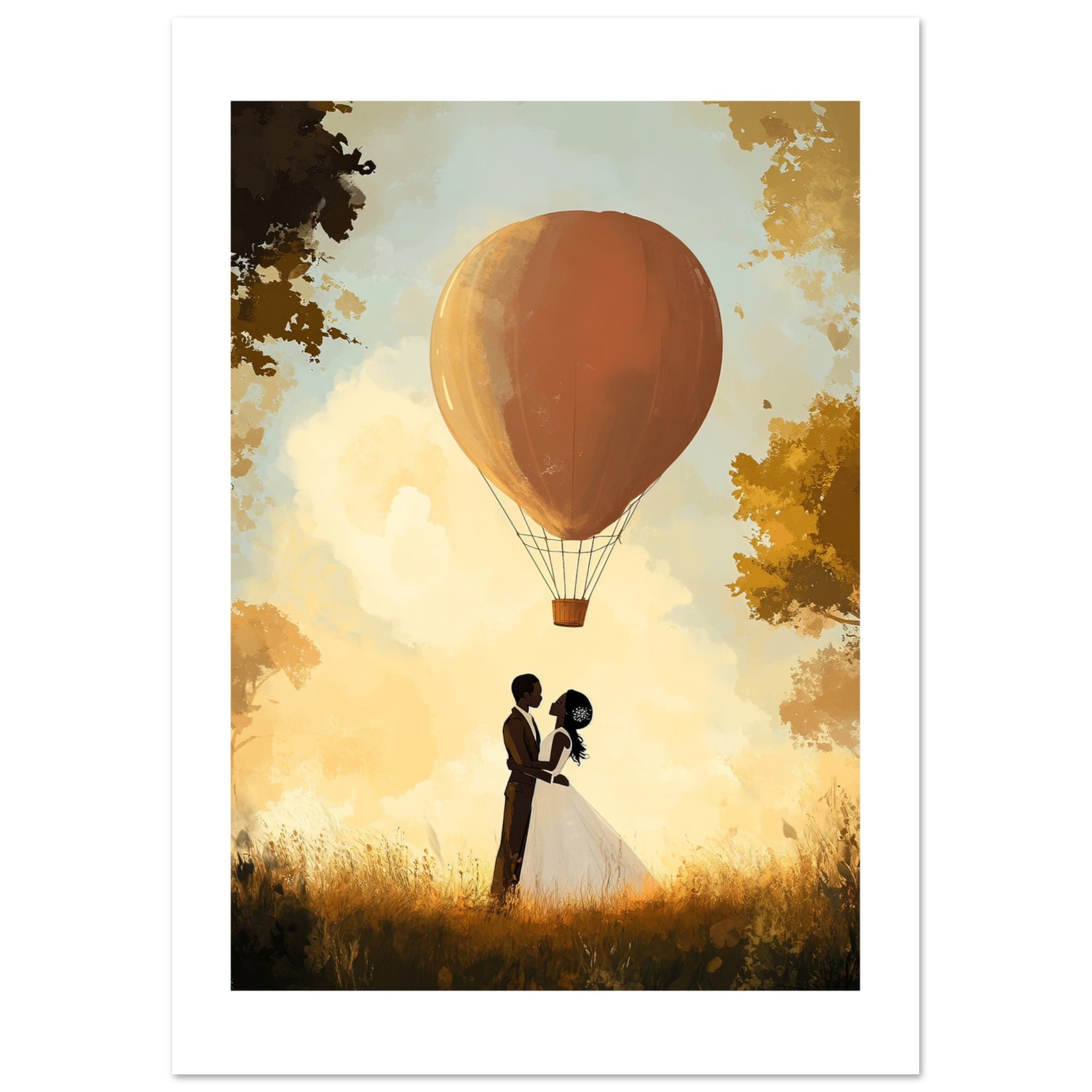 A black wedding couple infront of a hot ballon 1