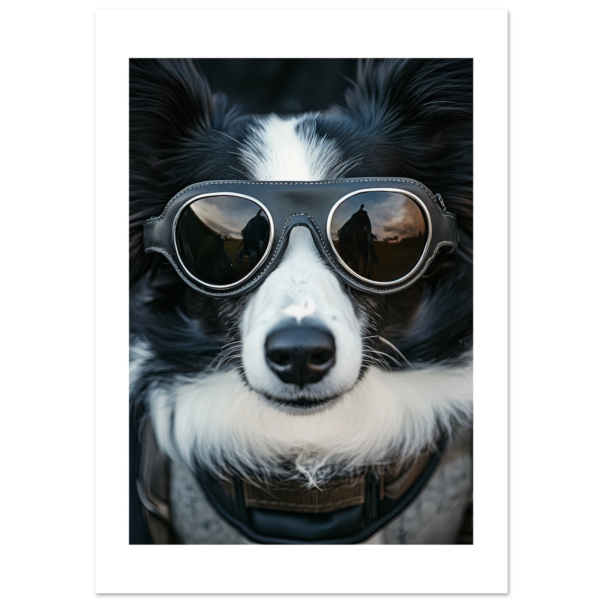 Border Collie Dog Wearing Pilot Sunglasses 4