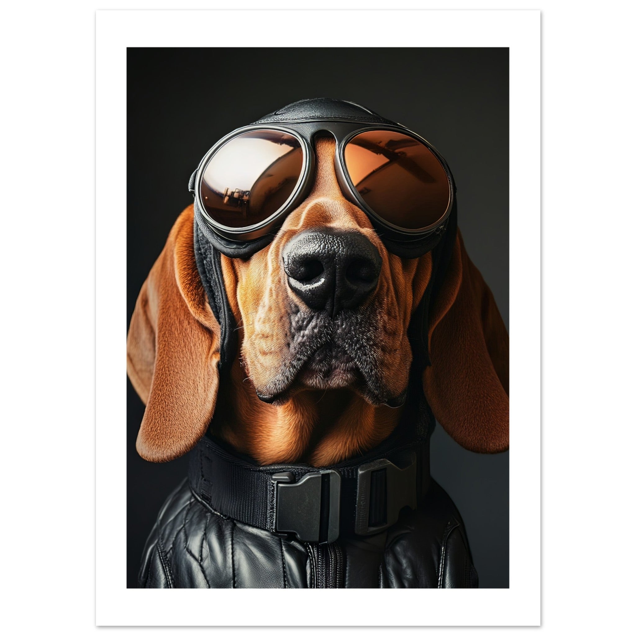 Bloodhound Dog Wearing Pilot Sunglasses 1